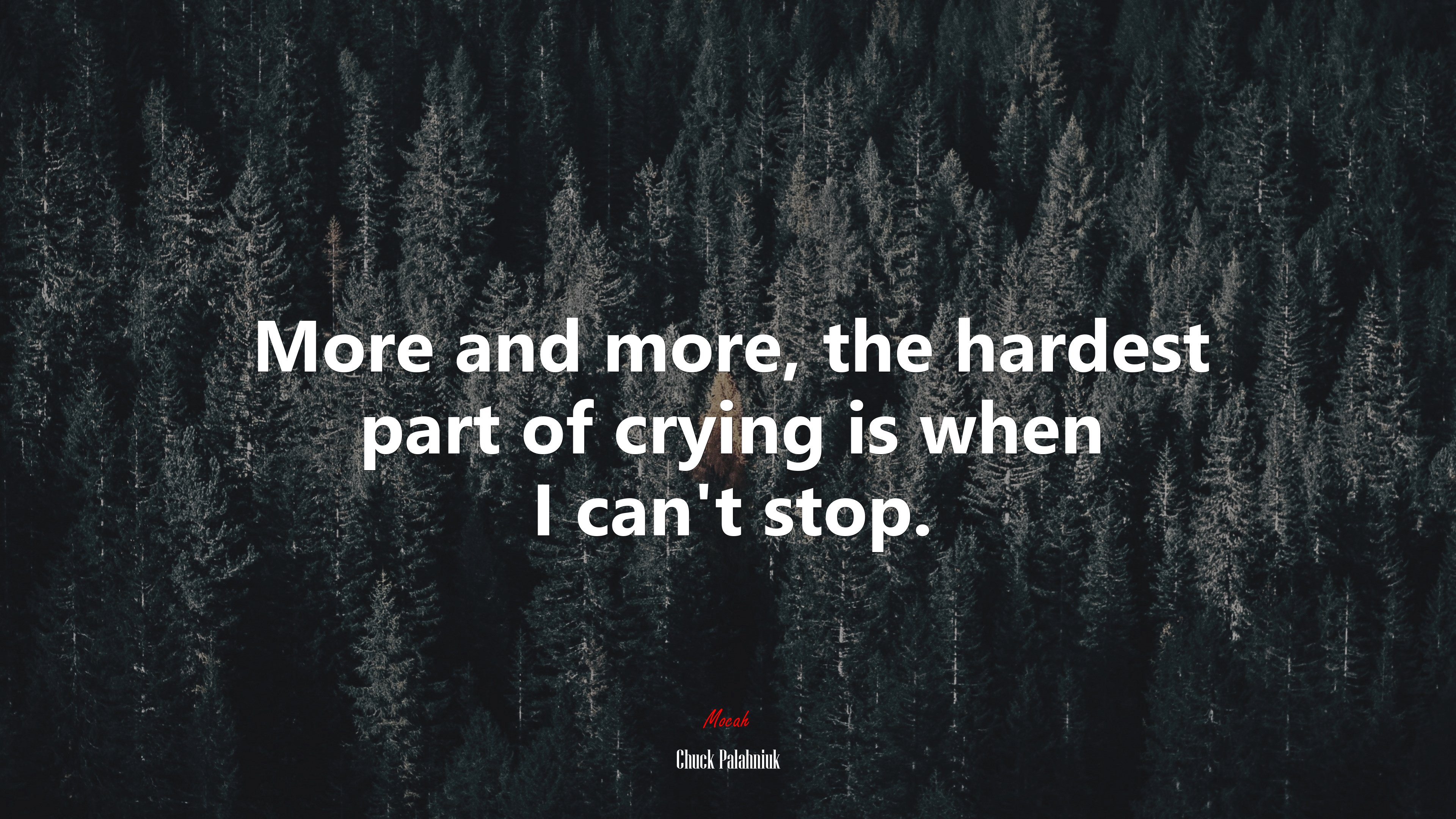 More and more, the hardest part of crying is when I can’t stop. | Chuck Palahniuk quote HD Wallpaper
