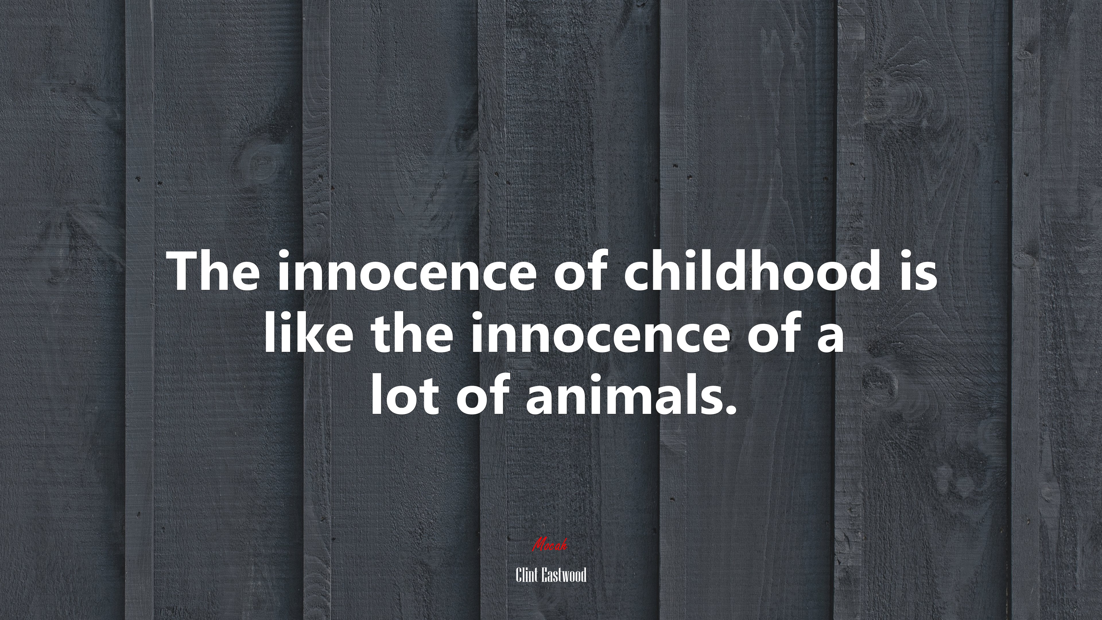 The innocence of childhood is like the innocence of a lot of animals. | Clint Eastwood quote HD Wallpaper