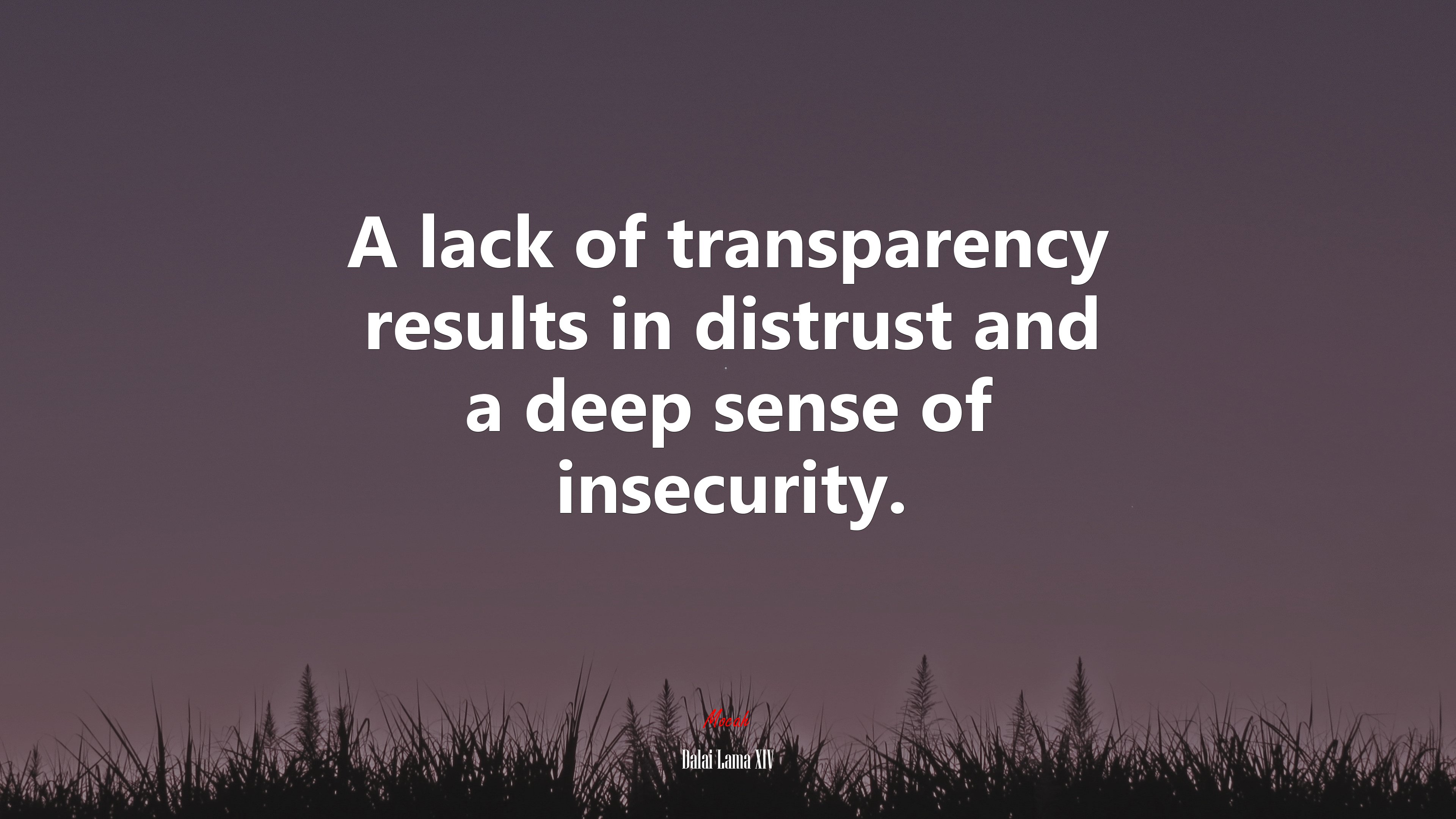A lack of transparency results in distrust and a deep sense of insecurity. | Dalai Lama XIV quote HD Wallpaper