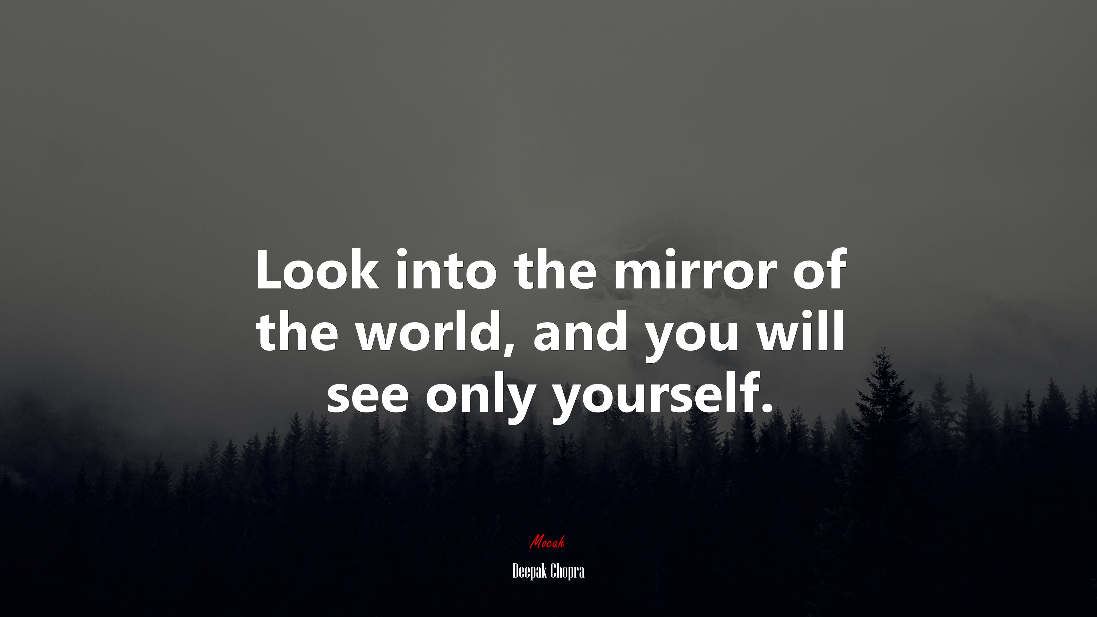 Look into the mirror of the world, and you will see only yourself. | Deepak Chopra quote HD Wallpaper