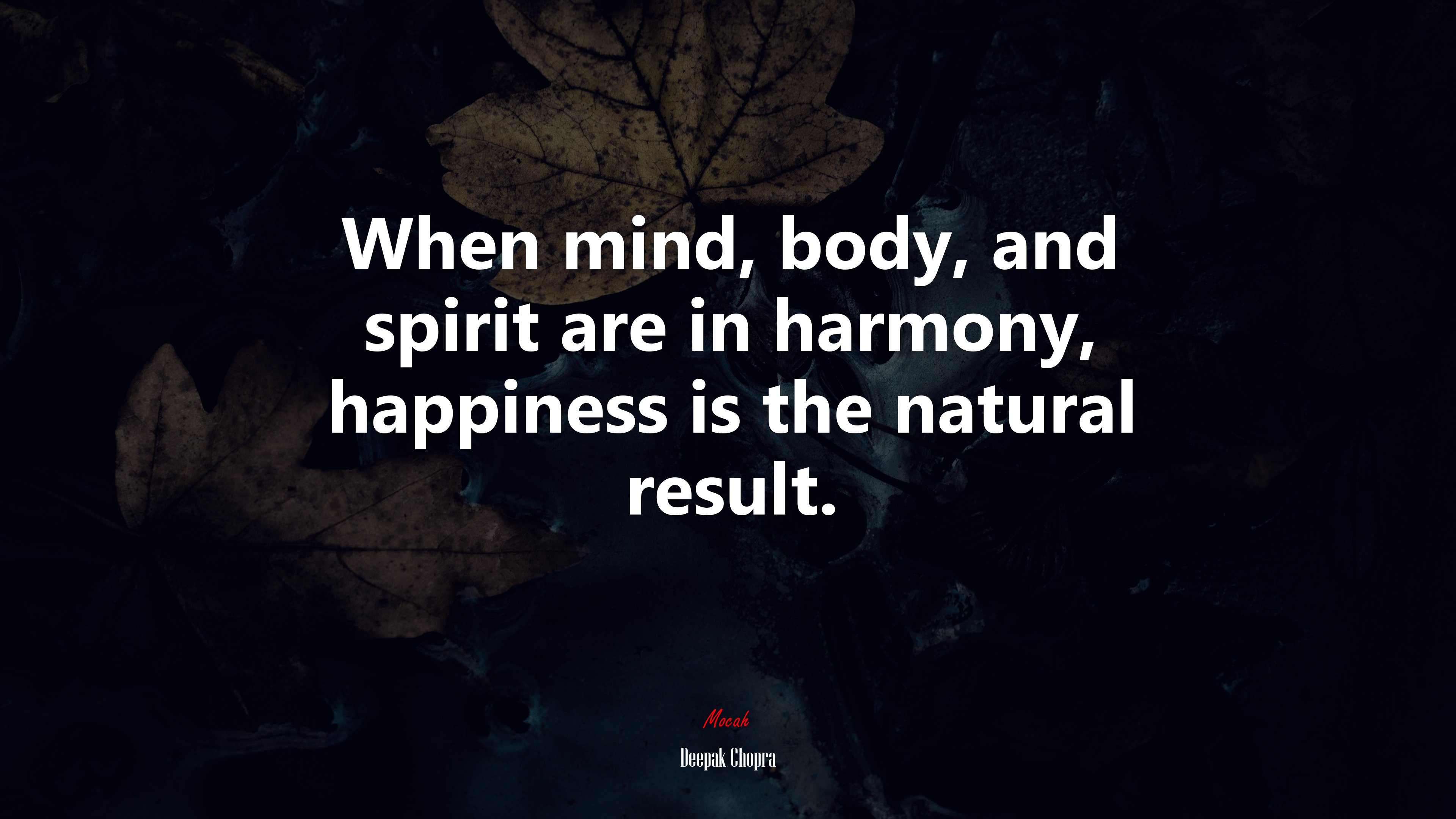 When mind, body, and spirit are in harmony, happiness is the natural result. | Deepak Chopra quote HD Wallpaper