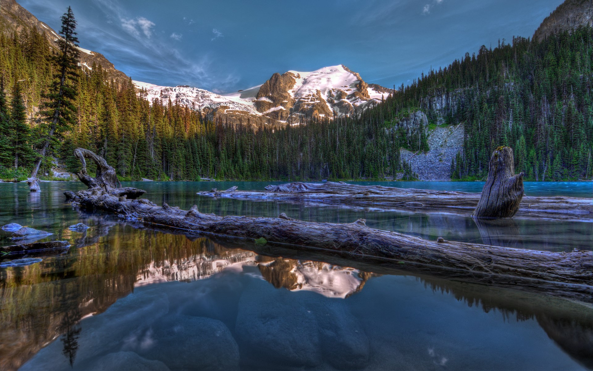 Lake with Mountains and Trees HD Wallpaper