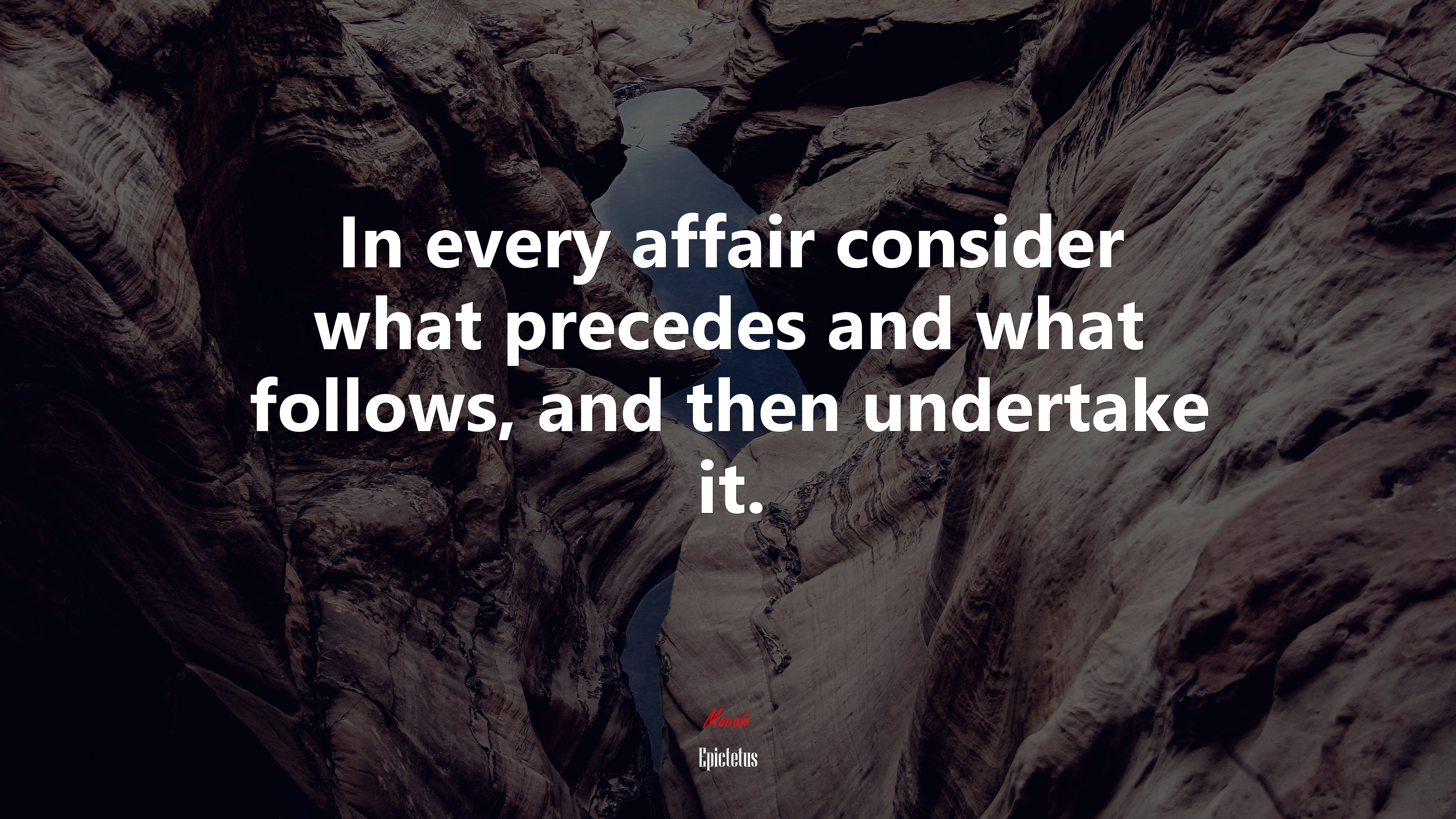 In every affair consider what precedes and what follows, and then undertake it. | Epictetus quote HD Wallpaper