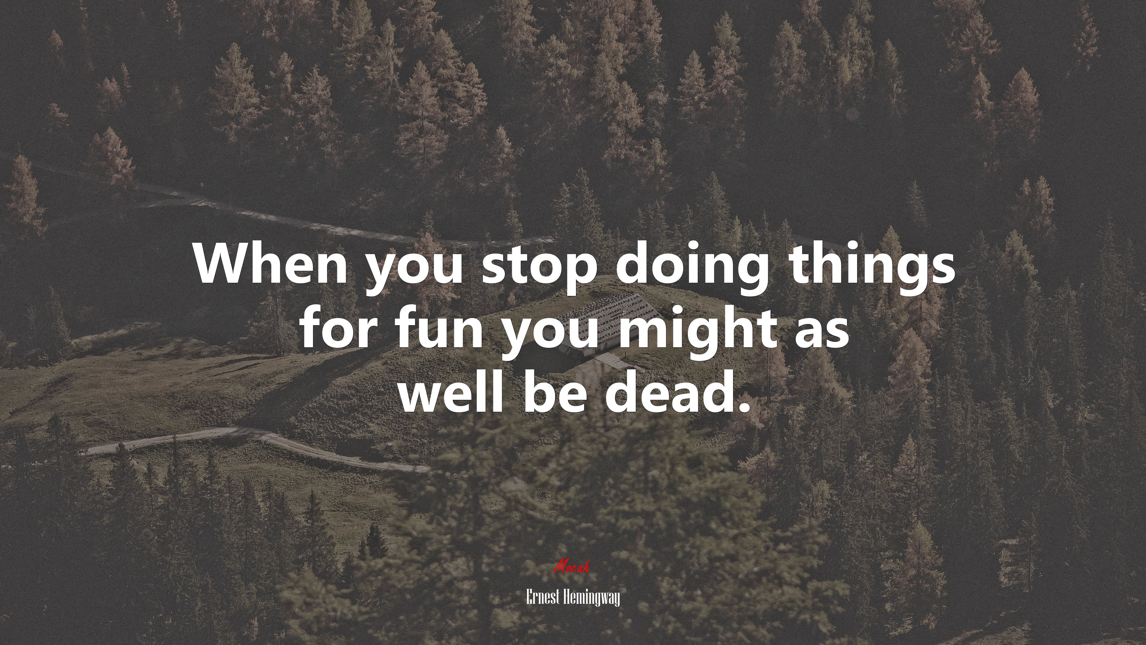 When you stop doing things for fun you might as well be dead. | Ernest Hemingway quote HD Wallpaper