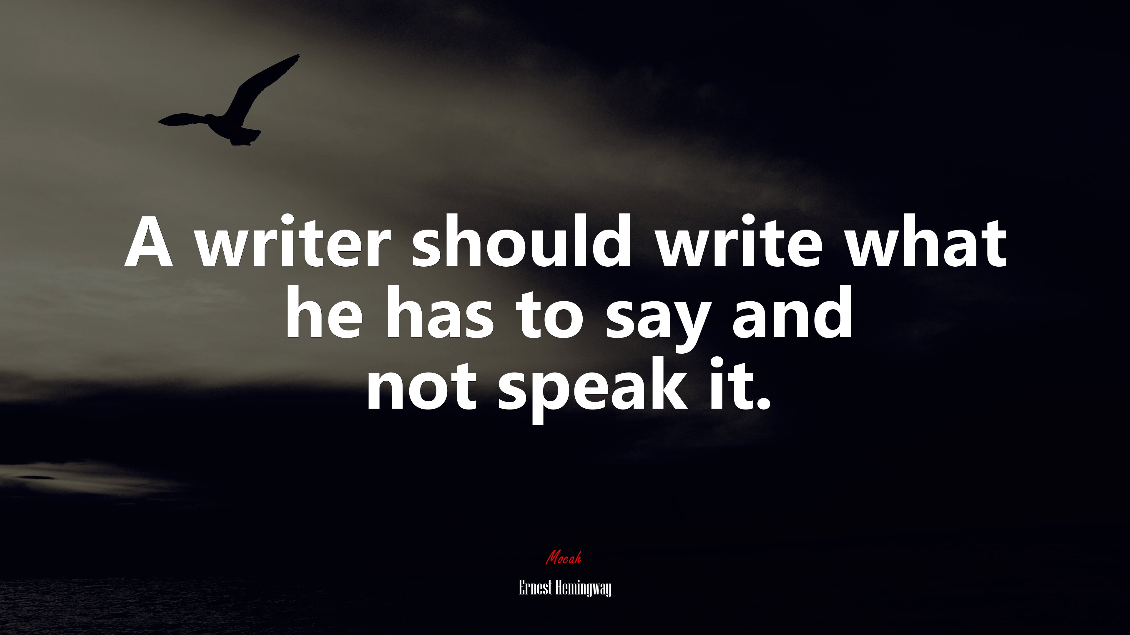 A writer should write what he has to say and not speak it. | Ernest Hemingway quote HD Wallpaper