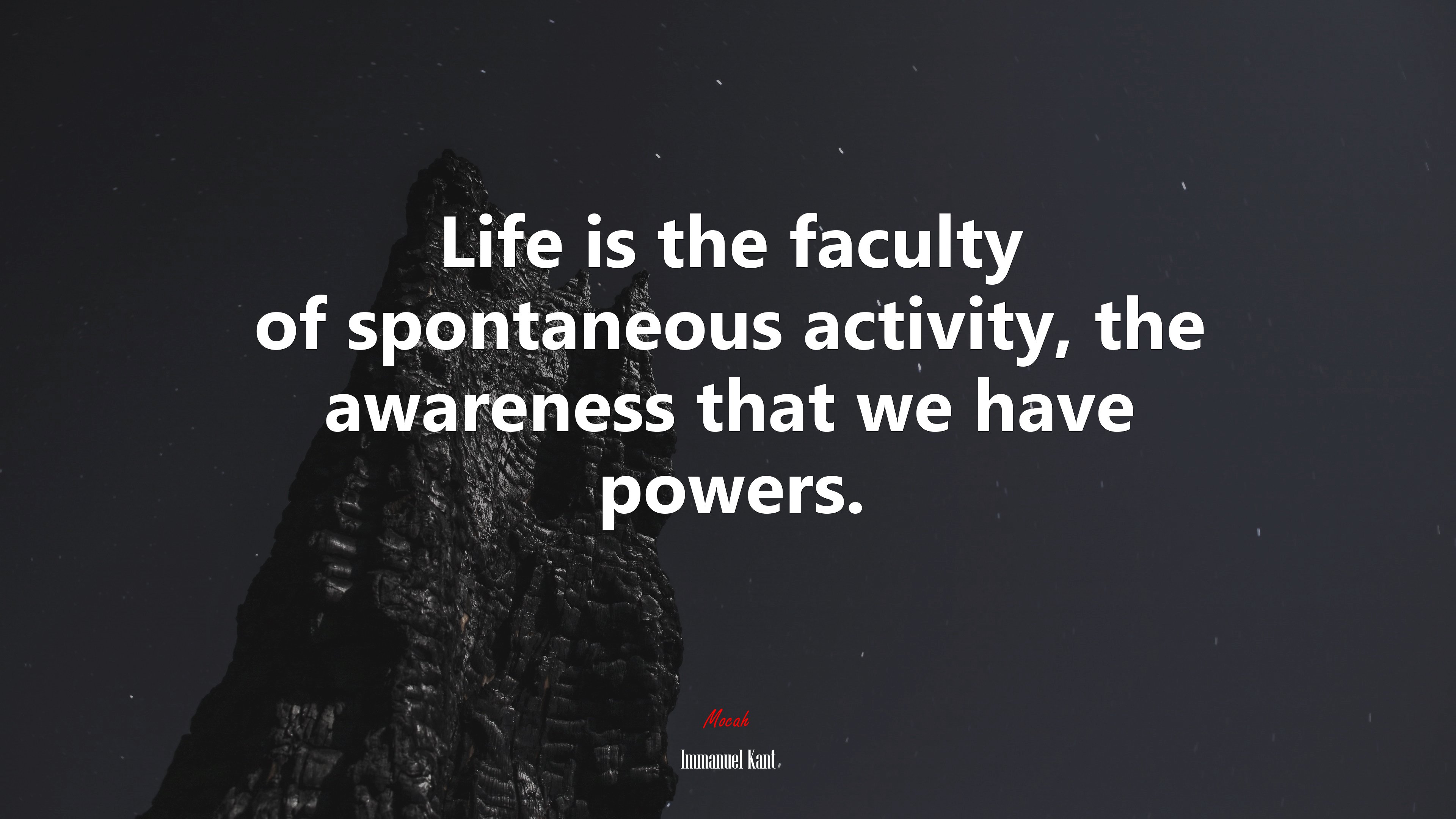 Life is the faculty of spontaneous activity, the awareness that we have powers. | Immanuel Kant quote HD Wallpaper