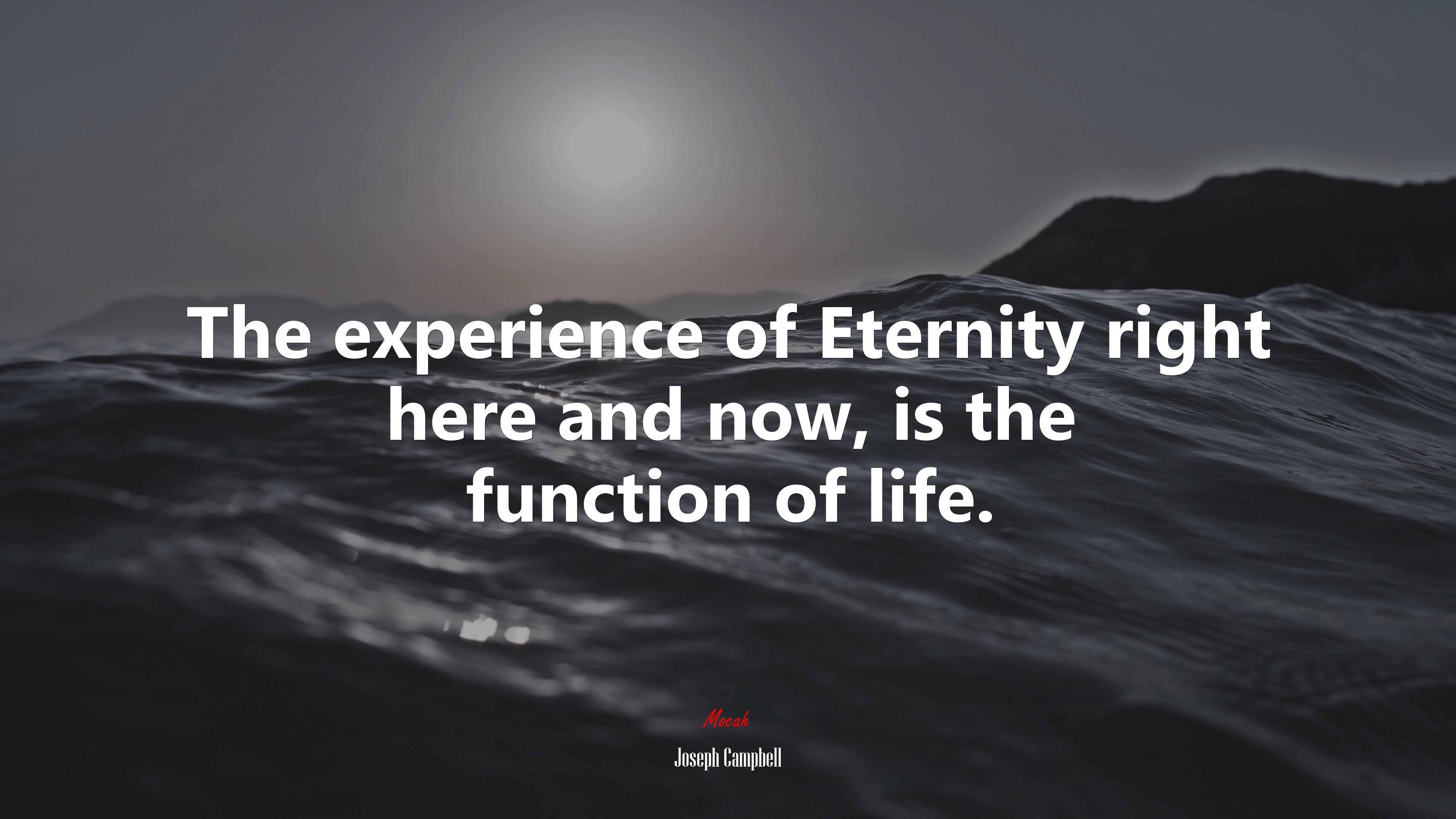 The experience of Eternity right here and now, is the function of life. | Joseph Campbell quote HD Wallpaper