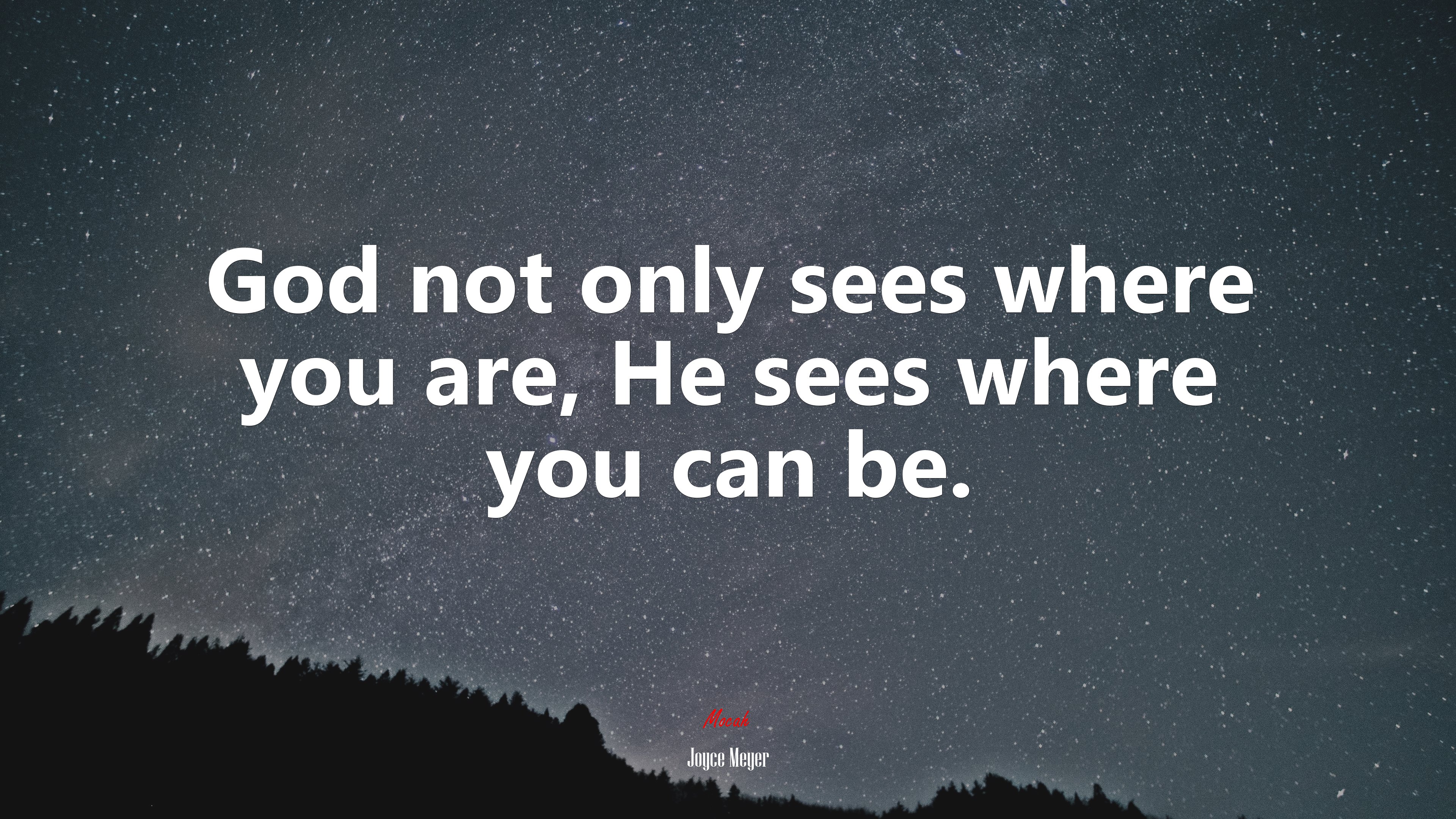 God not only sees where you are, He sees where you can be. | Joyce Meyer quote HD Wallpaper