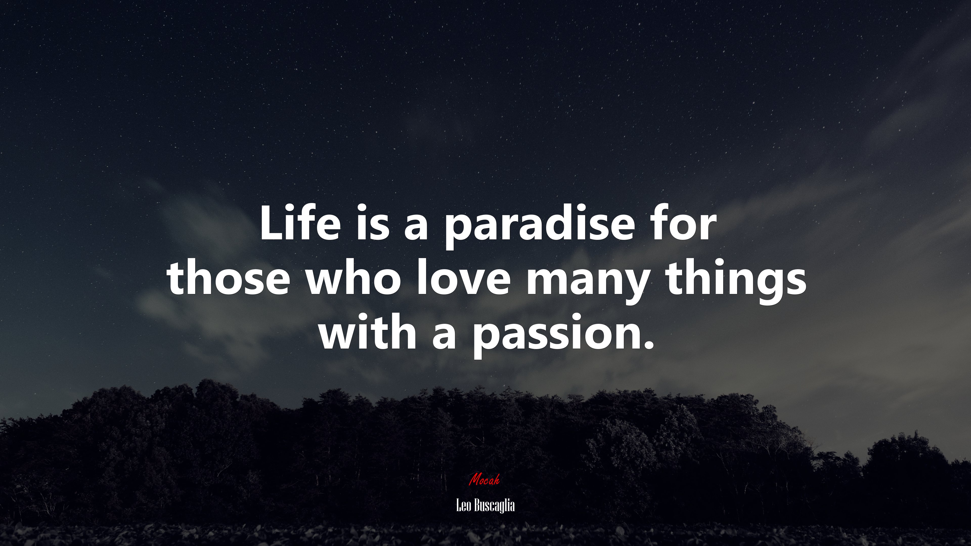 Life is a paradise for those who love many things with a passion. | Leo Buscaglia quote HD Wallpaper