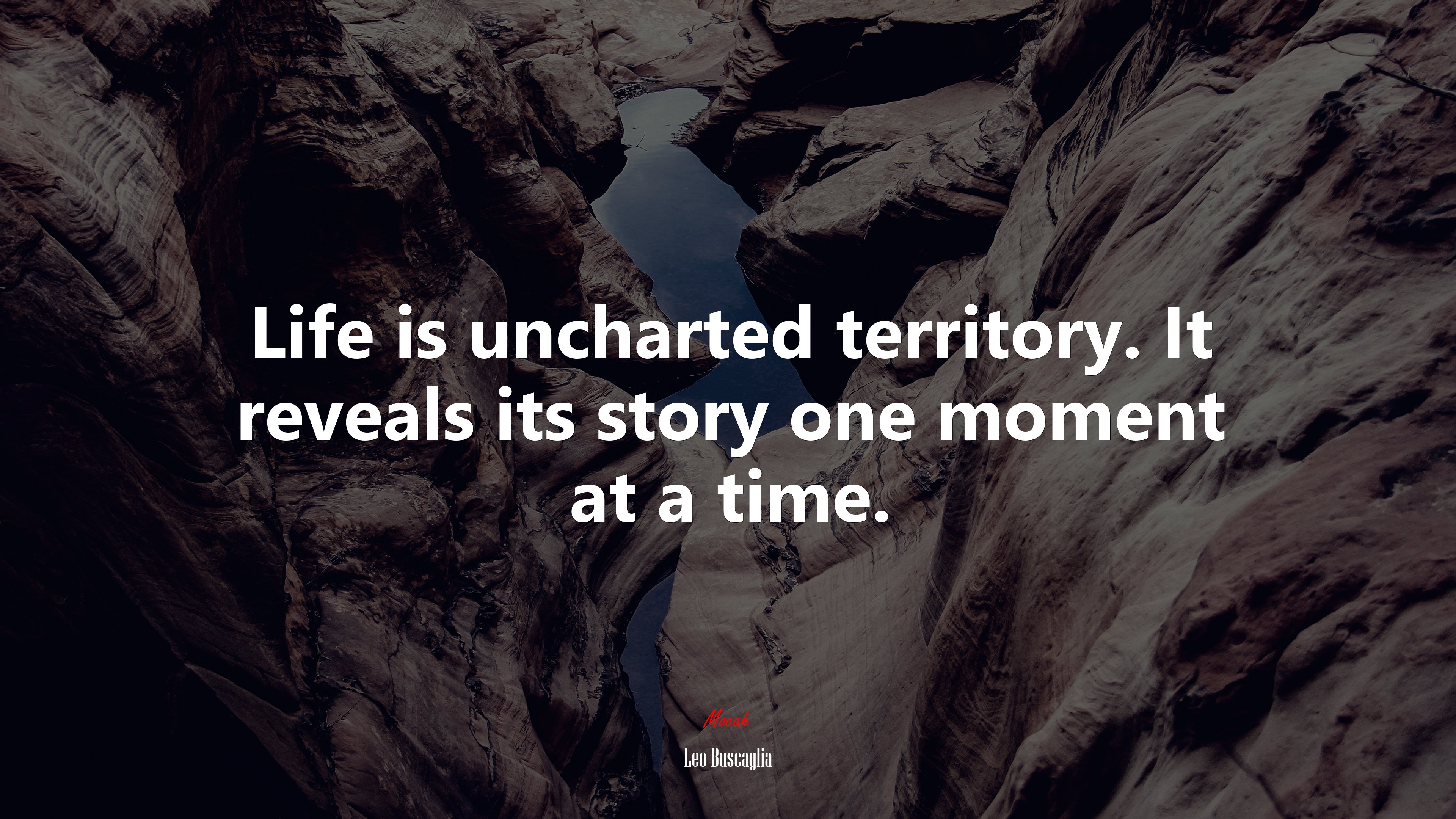 Life is uncharted territory. It reveals its story one moment at a time. | Leo Buscaglia quote HD Wallpaper