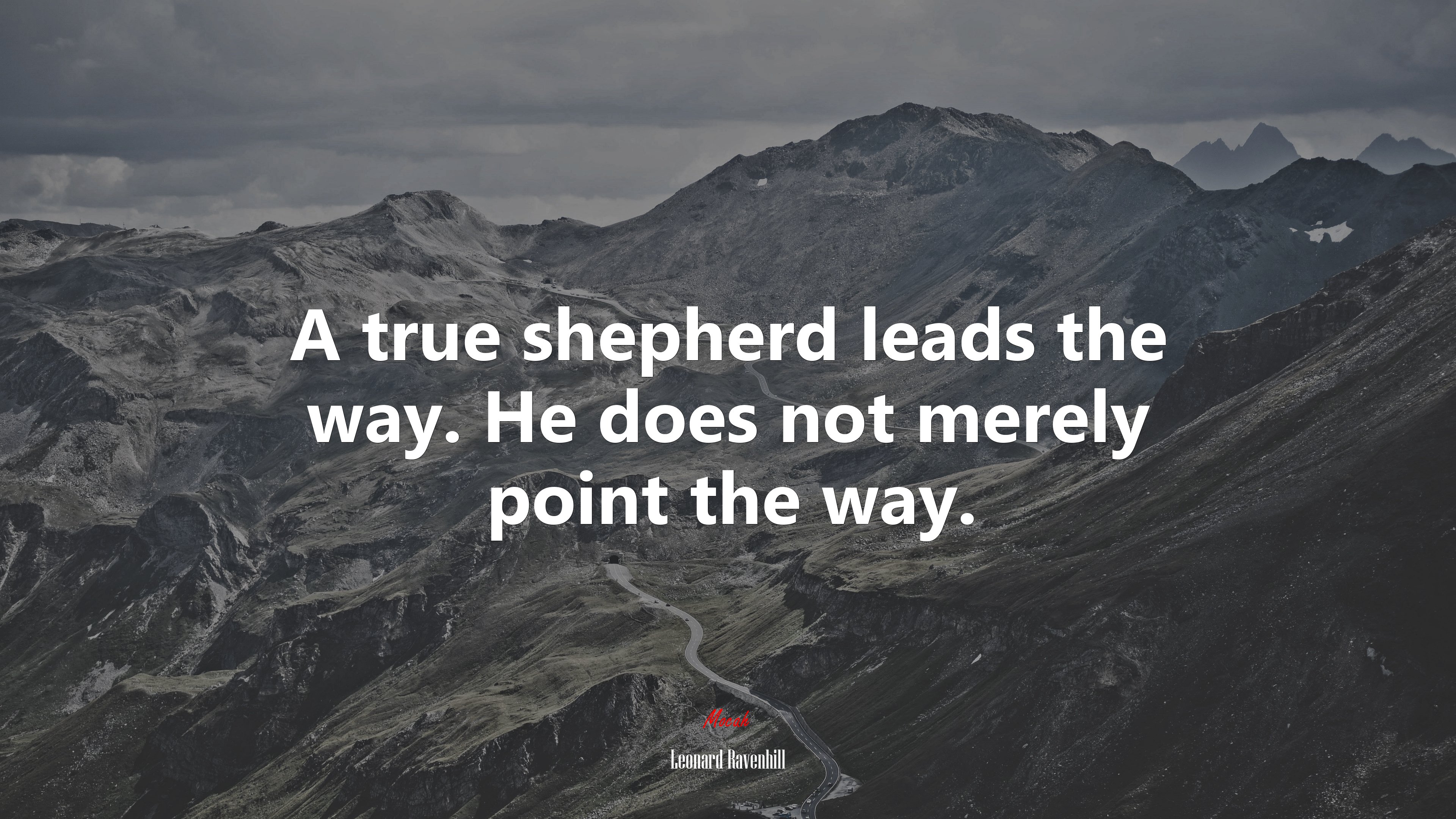 A true shepherd leads the way. He does not merely point the way. | Leonard Ravenhill quote HD Wallpaper