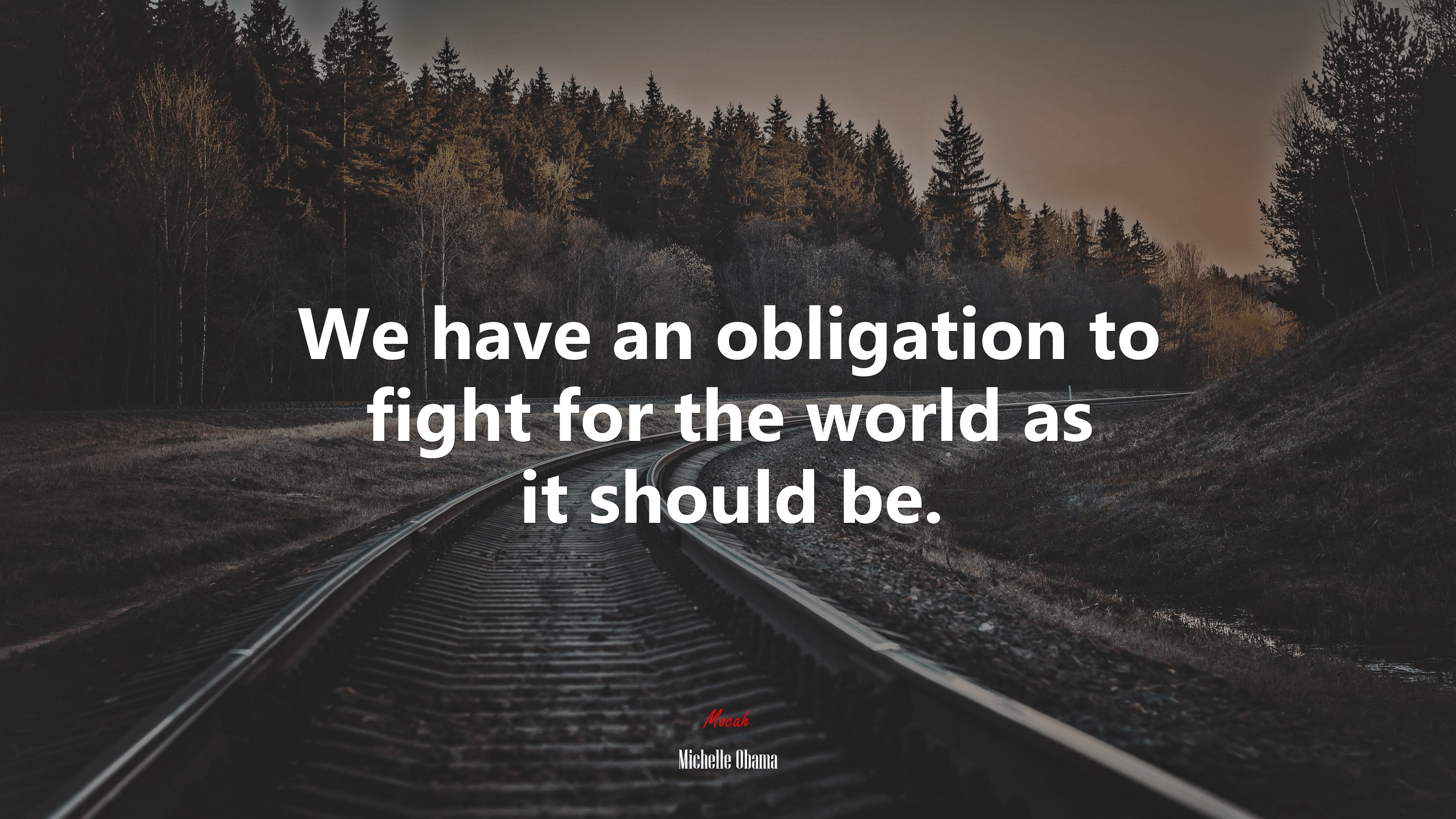 We have an obligation to fight for the world as it should be. | Michelle Obama quote HD Wallpaper