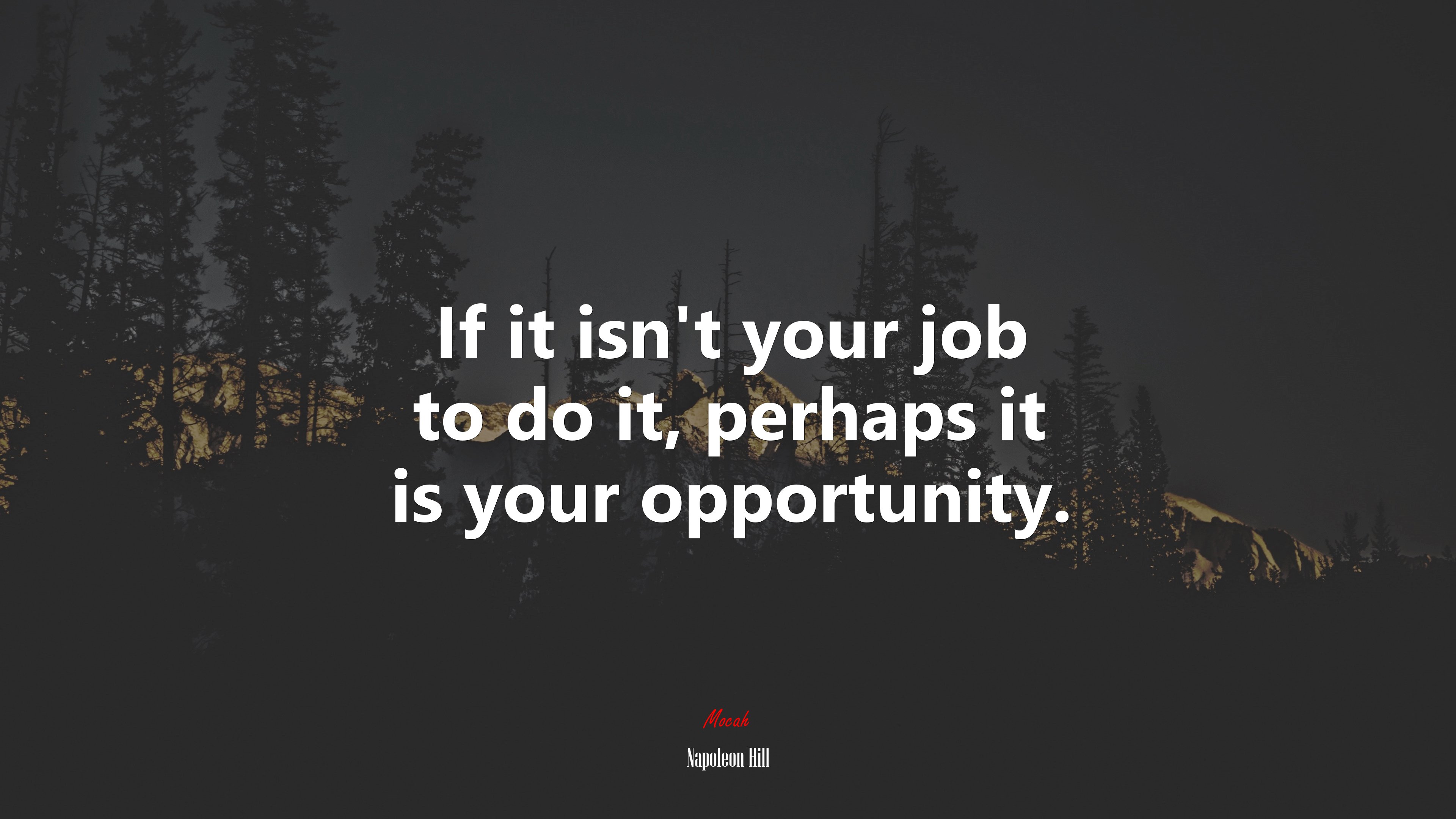 If it isn’t your job to do it, perhaps it is your opportunity. | Napoleon Hill quote HD Wallpaper