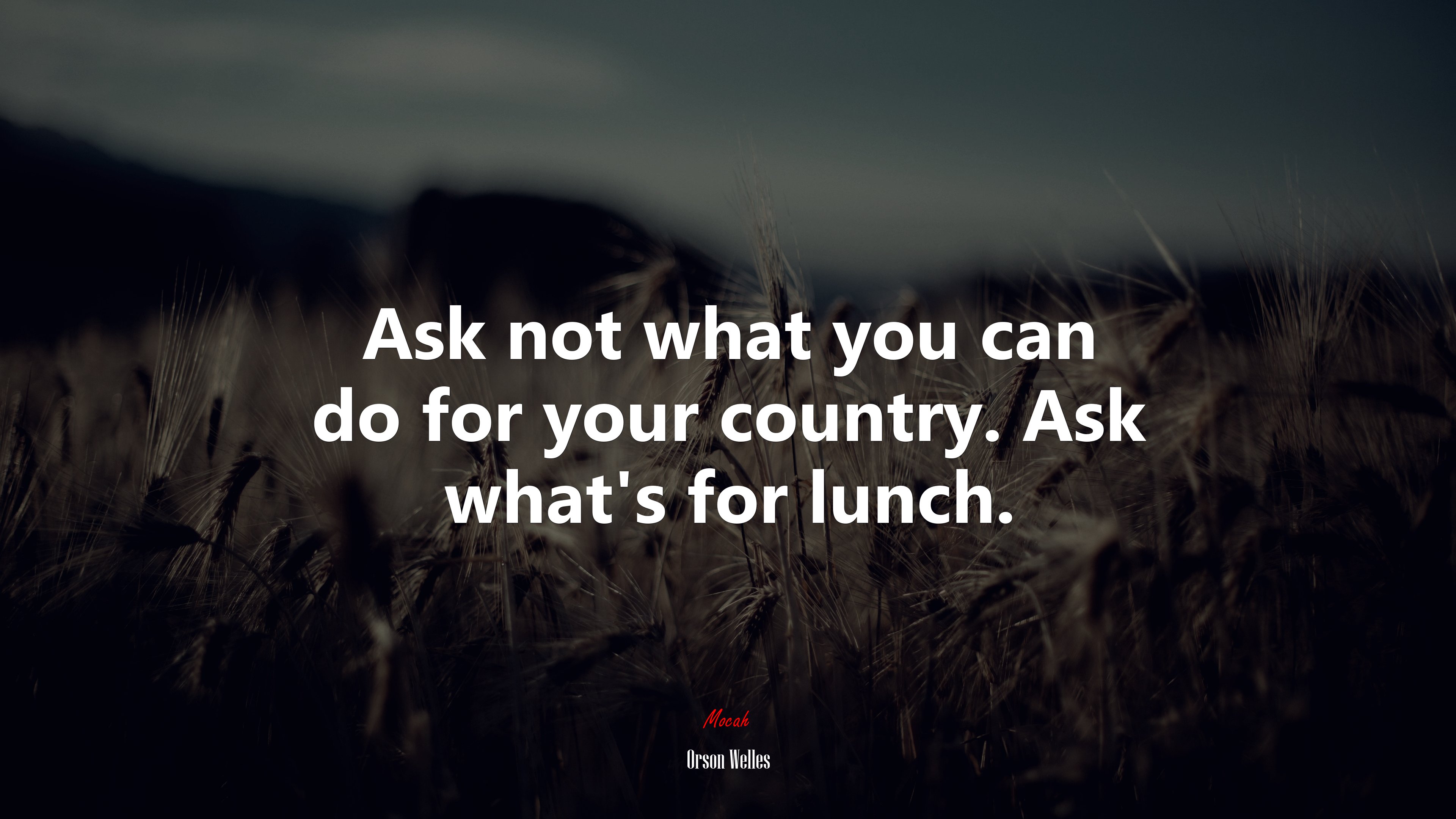 Ask not what you can do for your country. Ask what’s for lunch. | Orson Welles quote HD Wallpaper