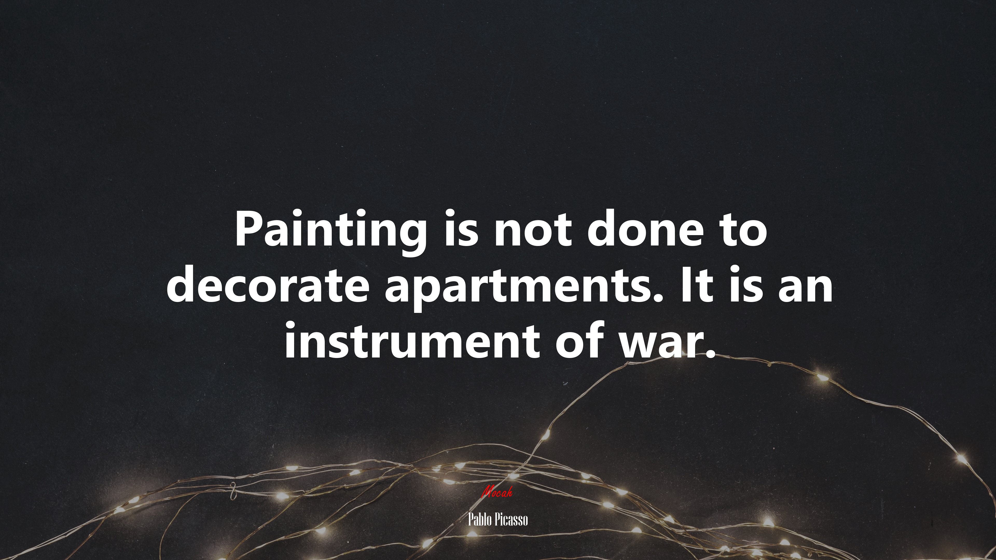 Painting is not done to decorate apartments. It is an instrument of war. | Pablo Picasso quote HD Wallpaper