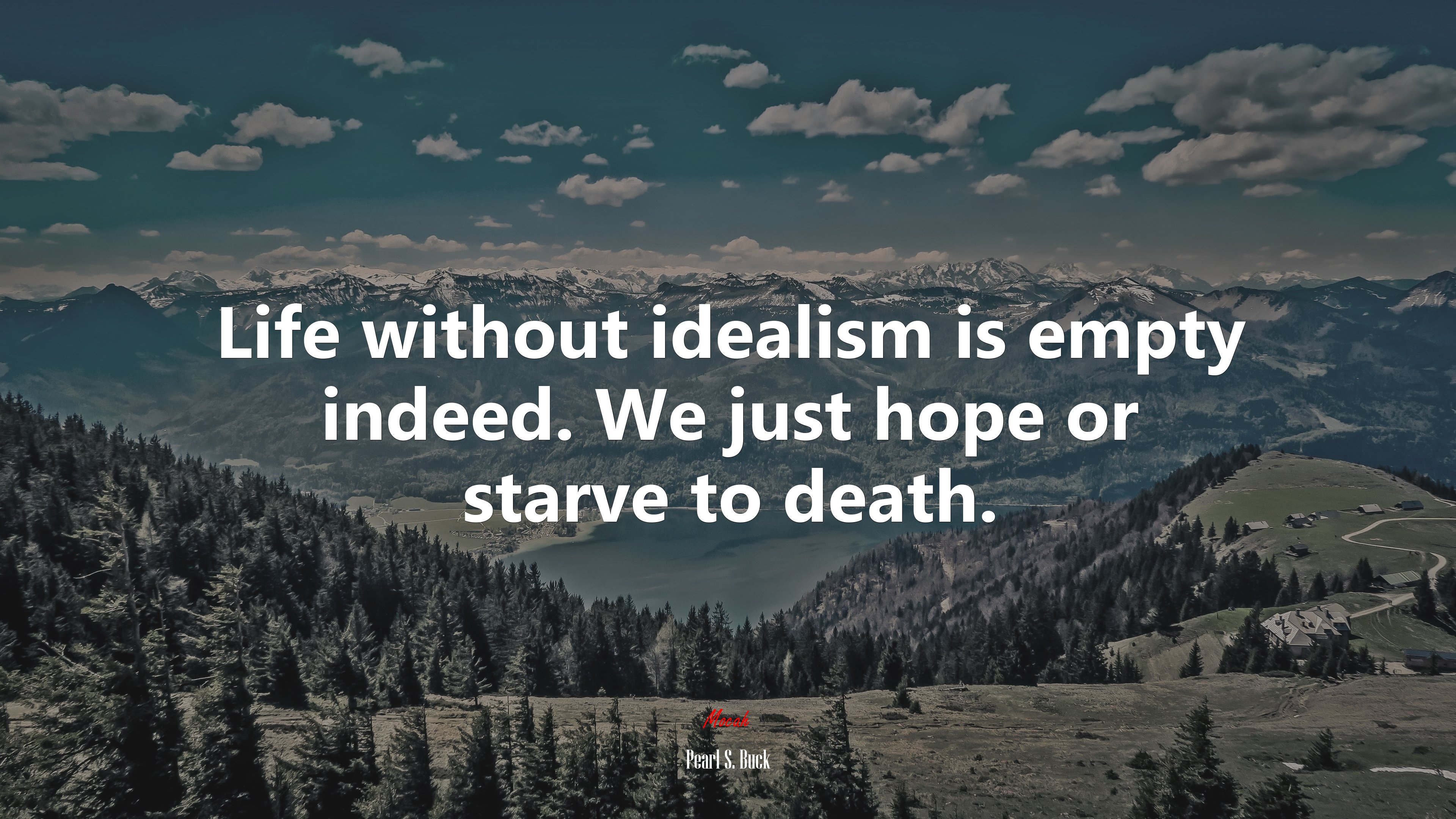 Life without idealism is empty indeed. We just hope or starve to death. | Pearl S. Buck quote HD Wallpaper