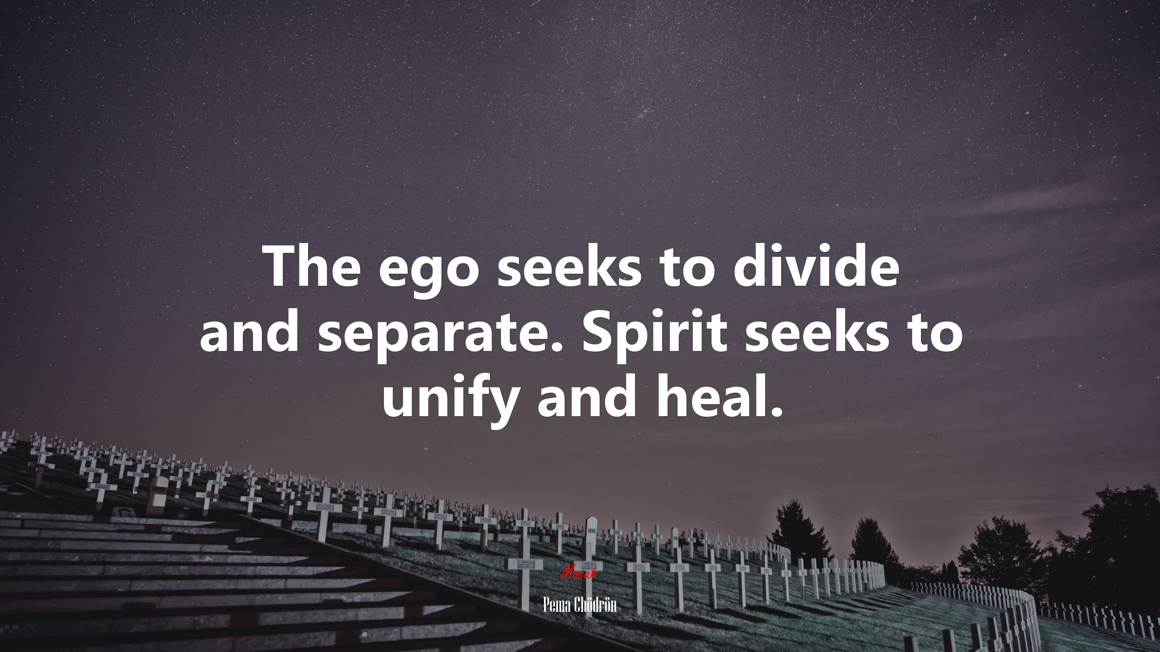 The ego seeks to divide and separate. Spirit seeks to unify and heal. | Pema Chödrön quote HD Wallpaper