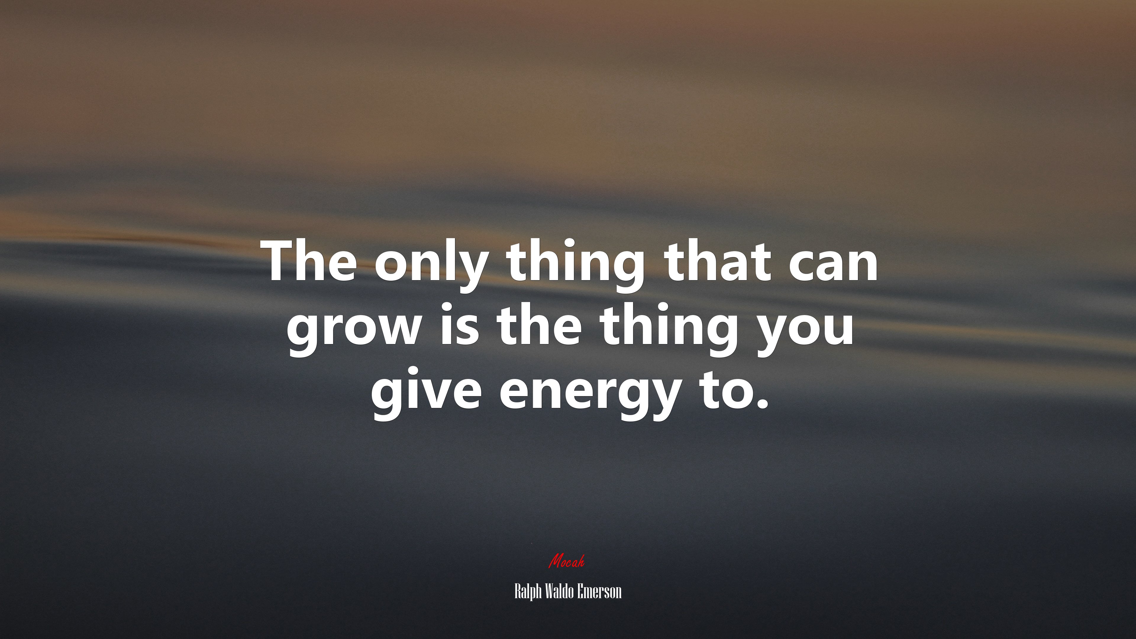 The only thing that can grow is the thing you give energy to. | Ralph Waldo Emerson quote HD Wallpaper