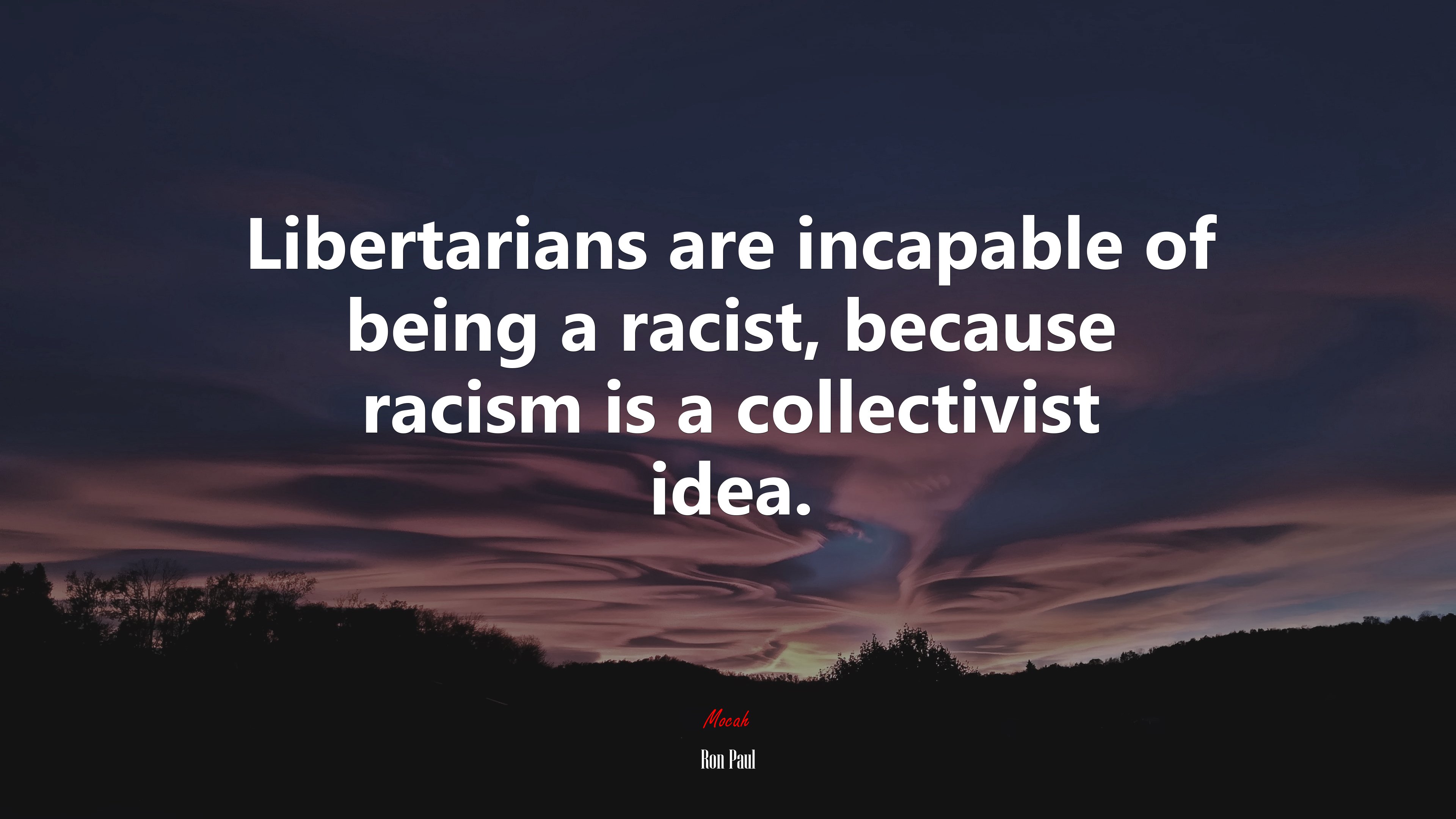 Libertarians are incapable of being a racist, because racism is a collectivist idea. | Ron Paul quote HD Wallpaper