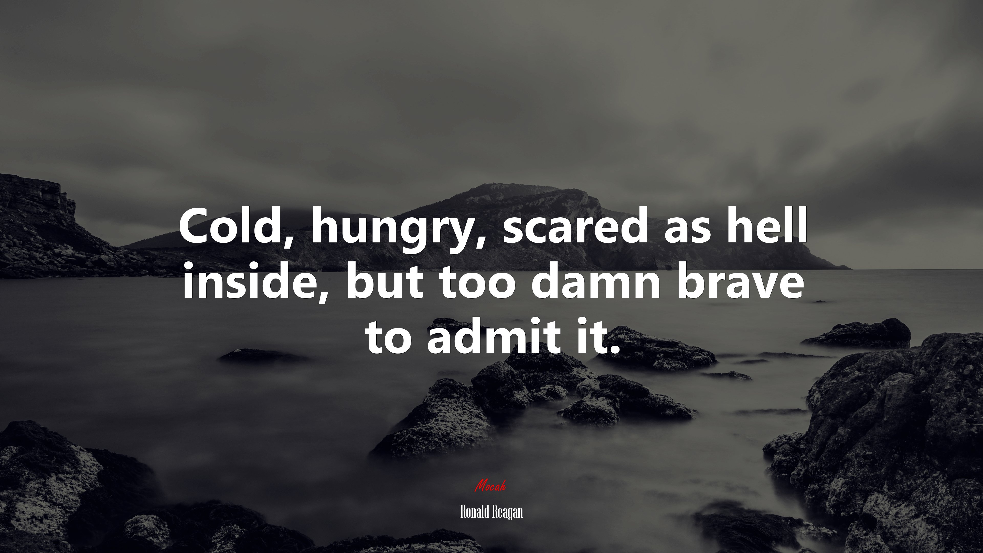 Cold, hungry, scared as hell inside, but too damn brave to admit it. | Ronald Reagan quote HD Wallpaper