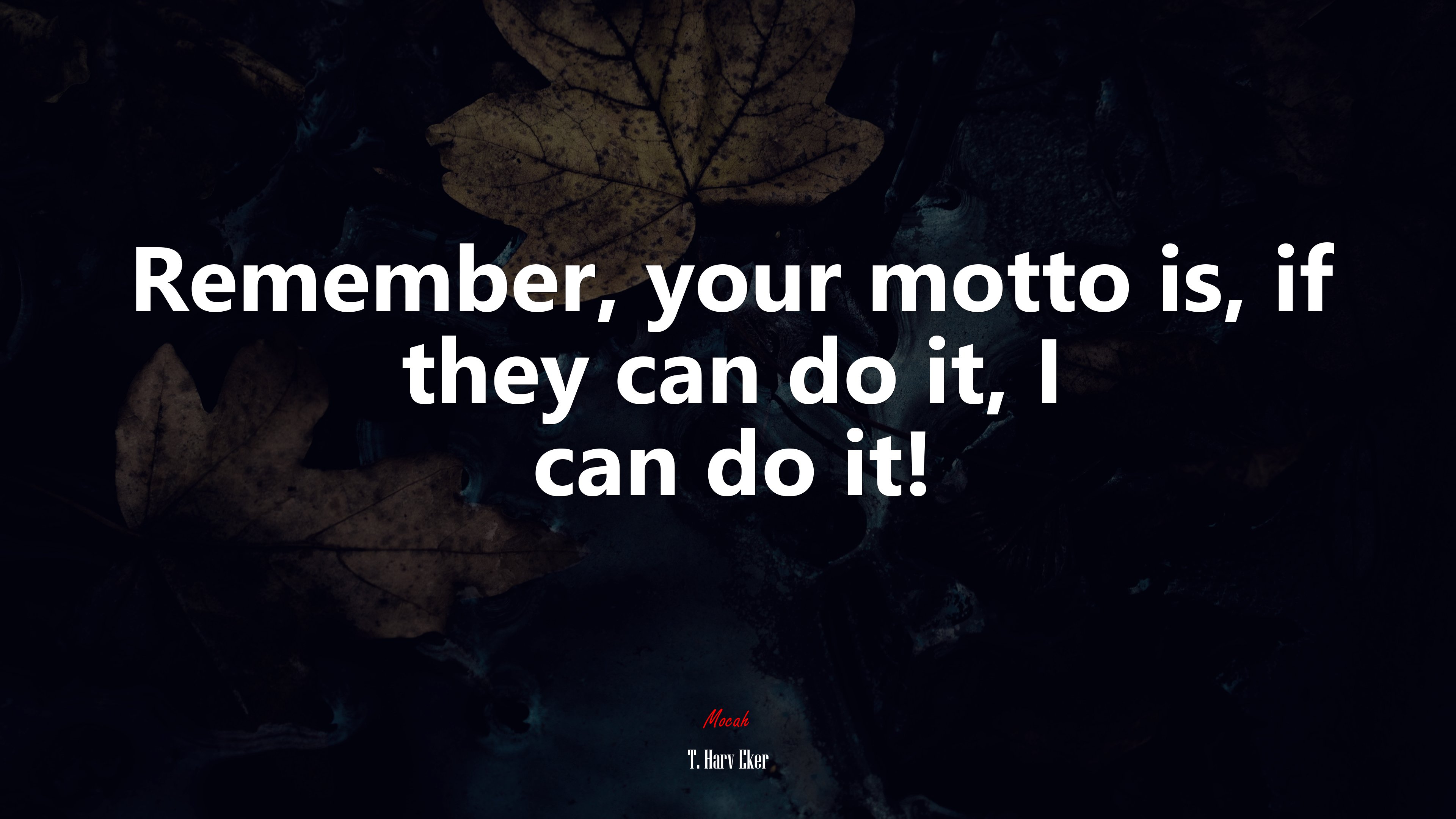 Remember, your motto is, if they can do it, I can do it! | T. Harv Eker quote HD Wallpaper