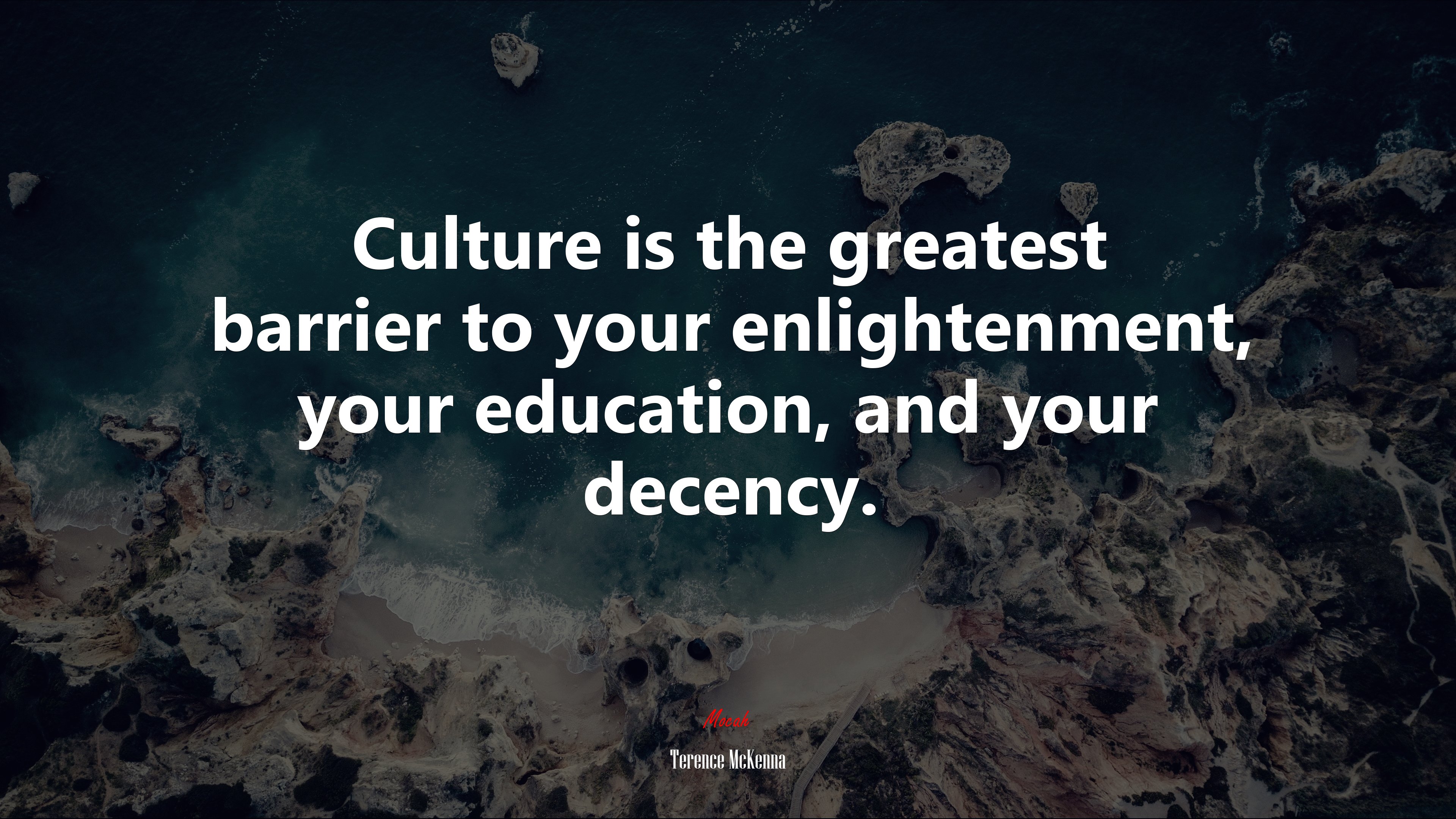 Culture is the greatest barrier to your enlightenment, your education, and your decency. | Terence McKenna quote HD Wallpaper
