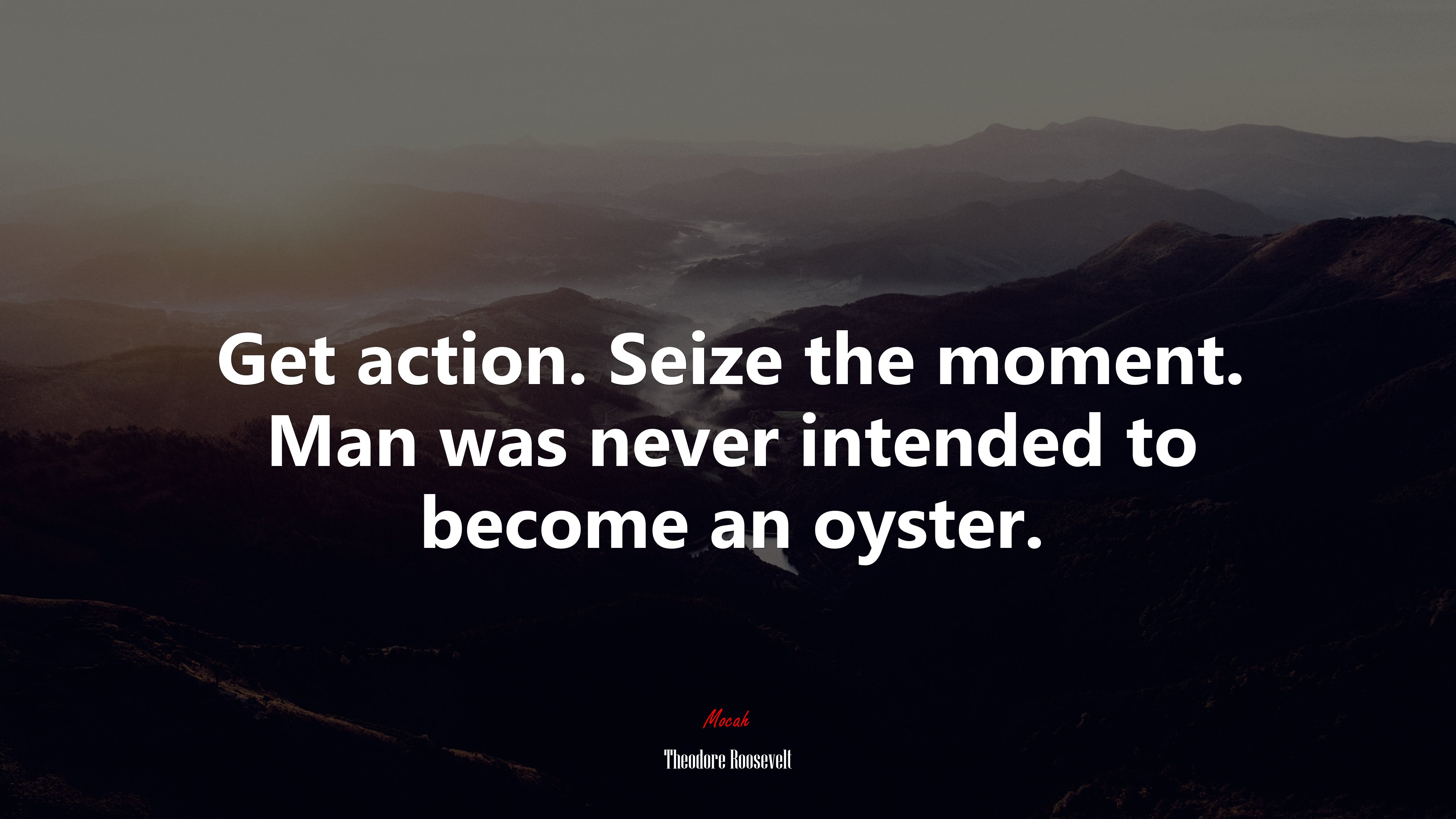 Get action. Seize the moment. Man was never intended to become an oyster. | Theodore Roosevelt quote HD Wallpaper