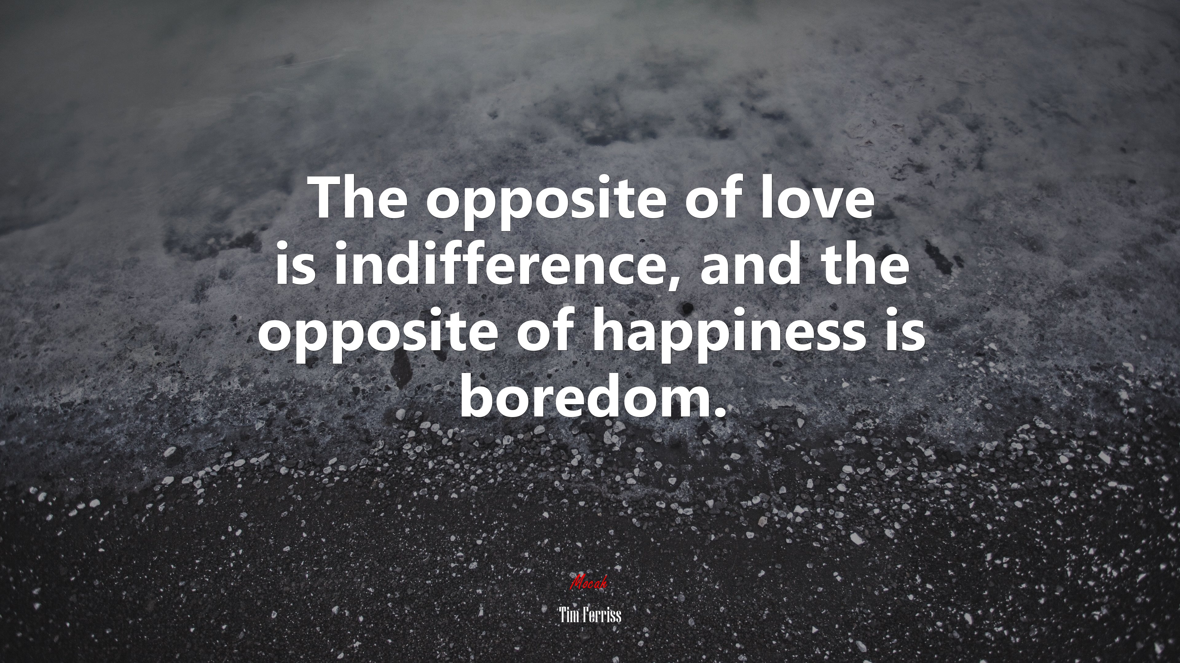 The opposite of love is indifference, and the opposite of happiness is boredom. | Tim Ferriss quote HD Wallpaper
