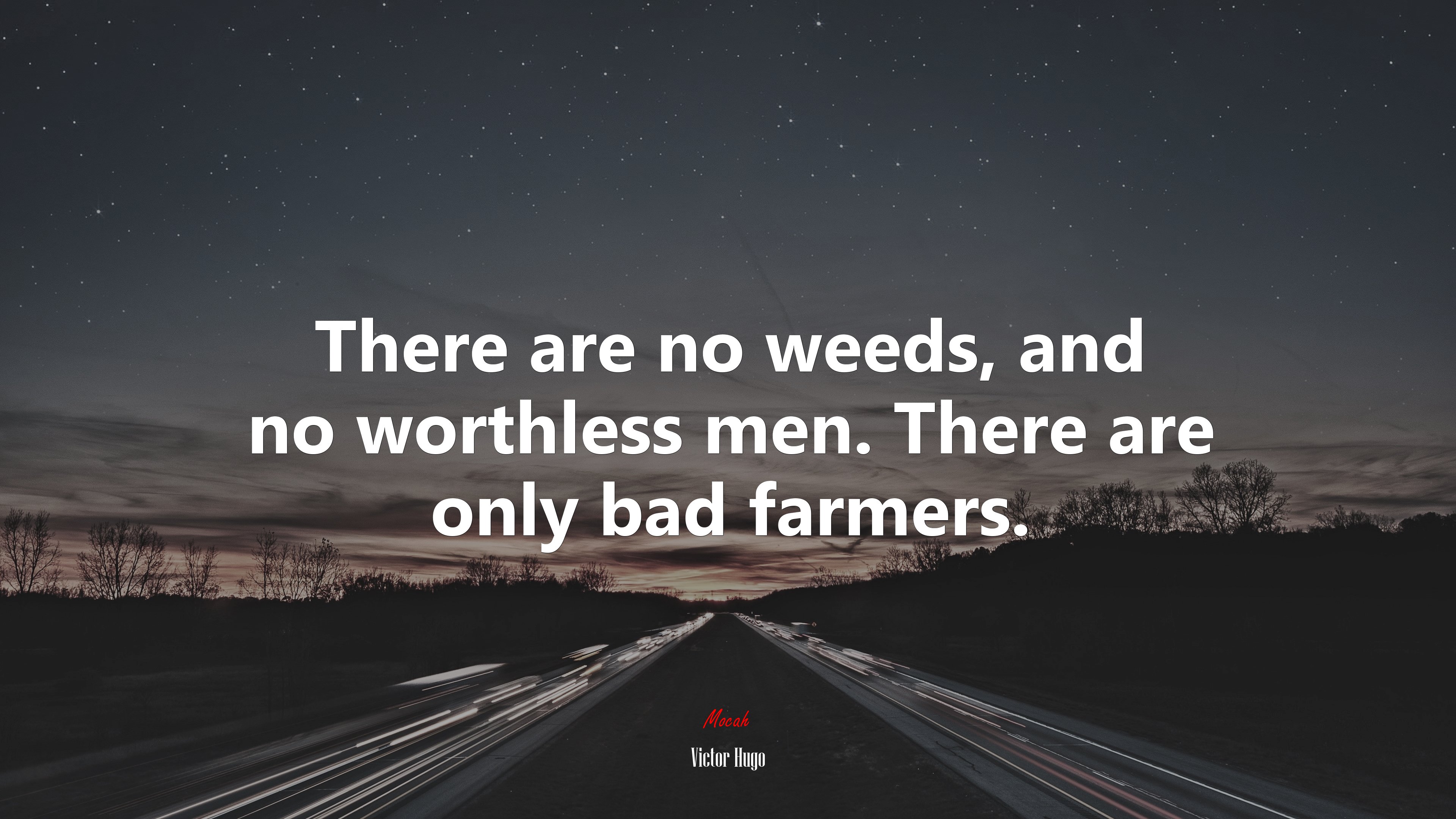 There are no weeds, and no worthless men. There are only bad farmers. | Victor Hugo quote HD Wallpaper
