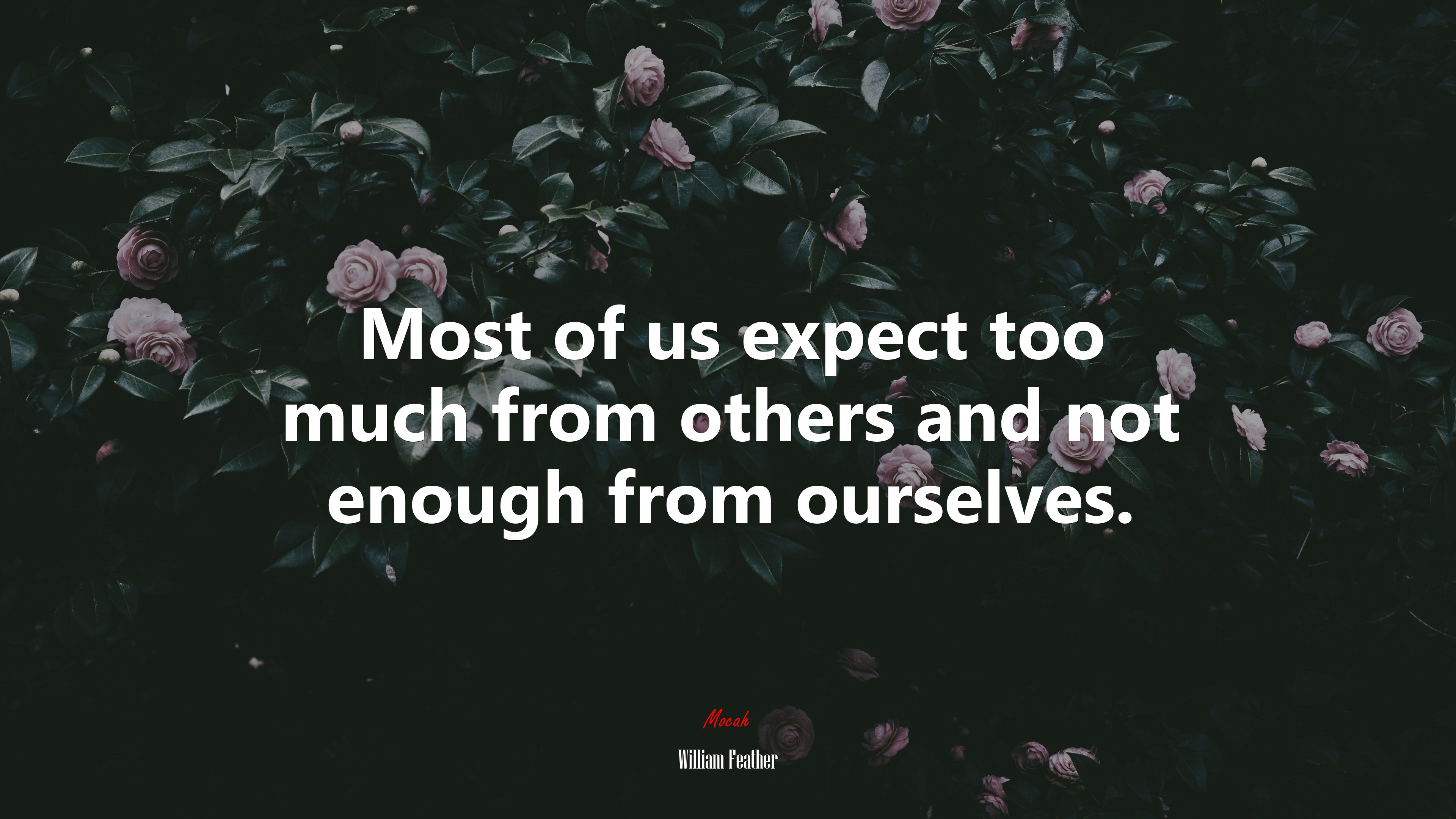 Most of us expect too much from others and not enough from ourselves. | William Feather quote HD Wallpaper