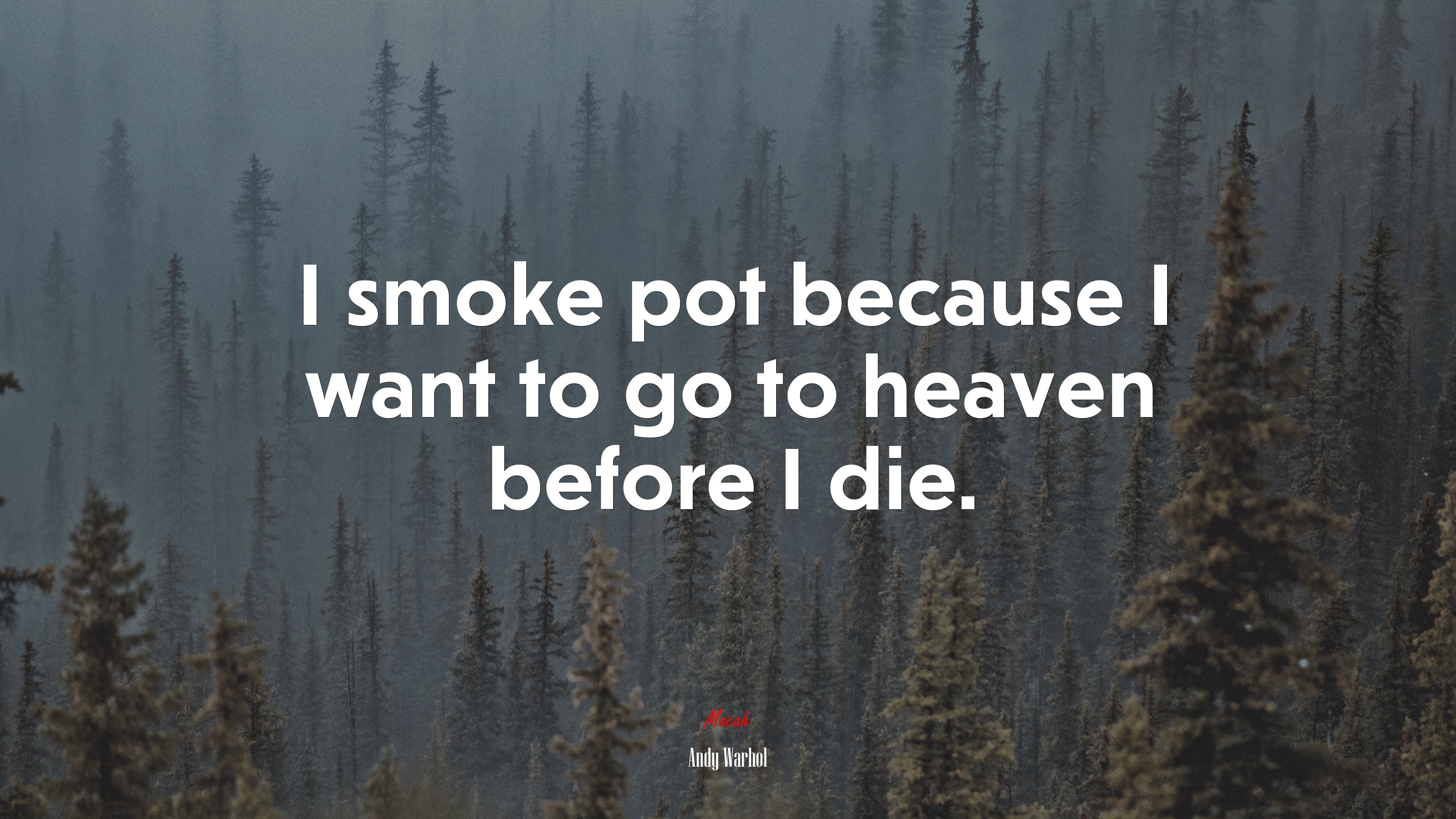 I smoke pot because I want to go to heaven before I die. | Andy Warhol quote HD Wallpaper