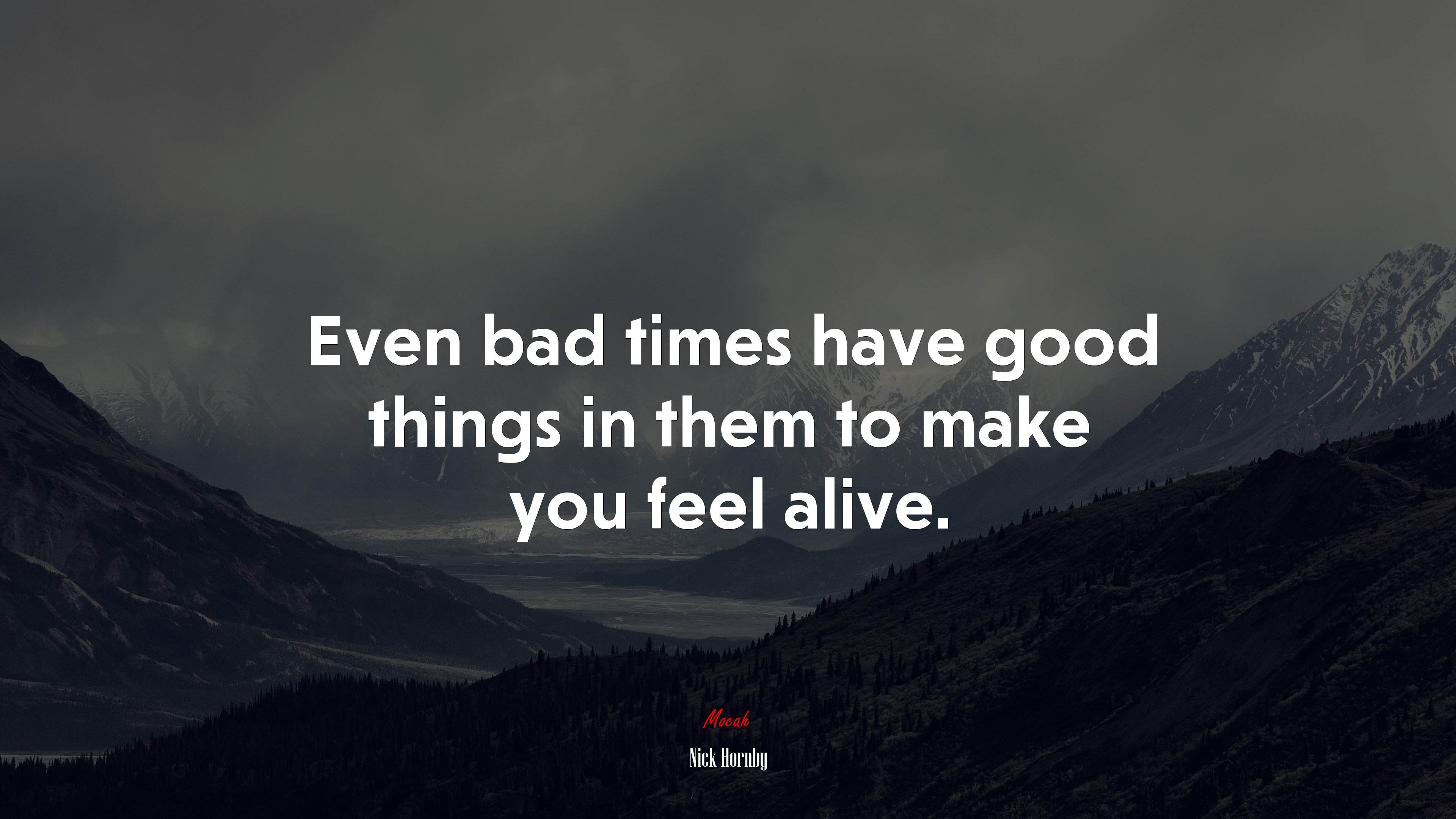 Even bad times have good things in them to make you feel alive. | Nick Hornby quote HD Wallpaper