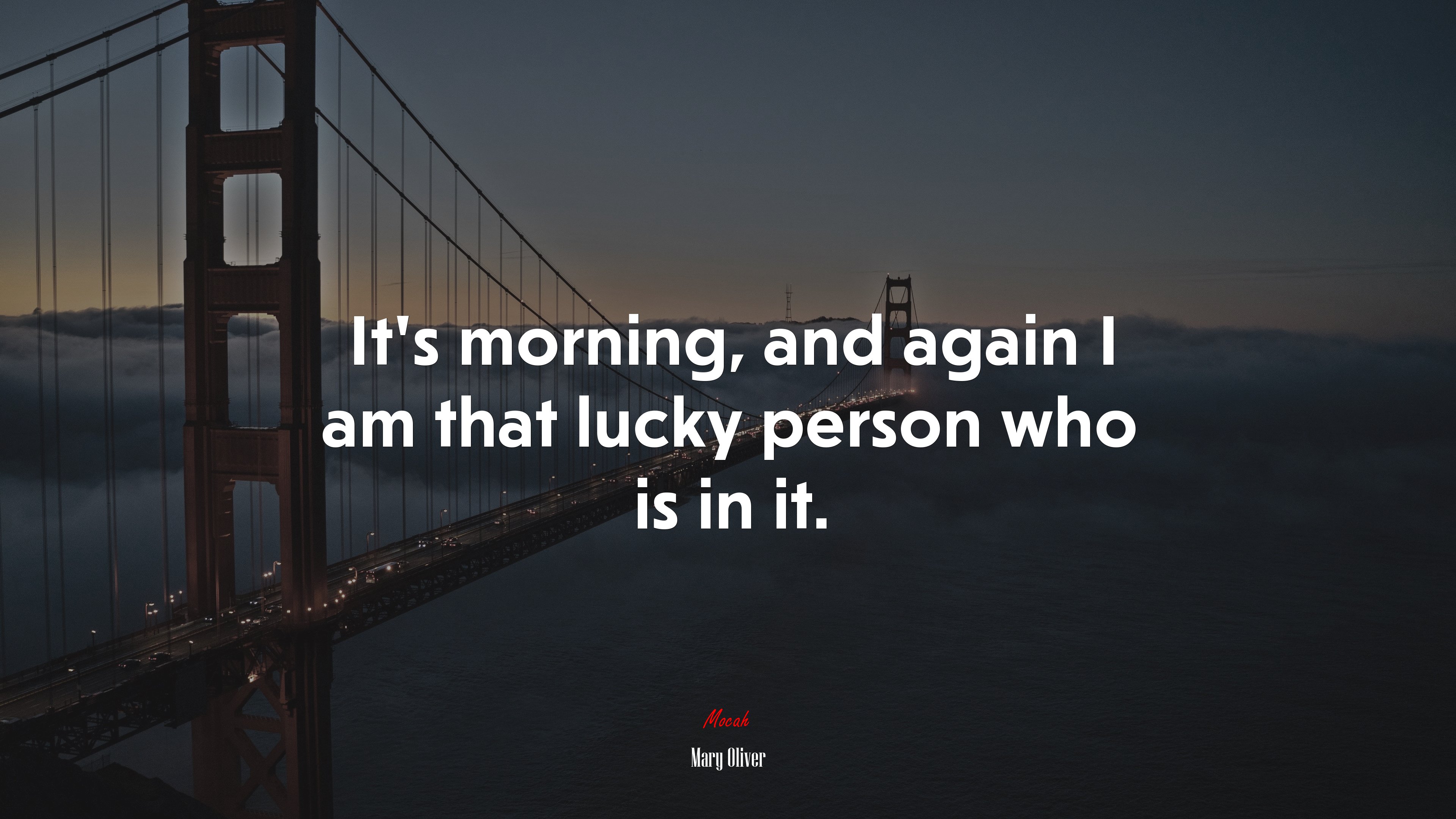 It’s morning, and again I am that lucky person who is in it. | Mary Oliver quote HD Wallpaper