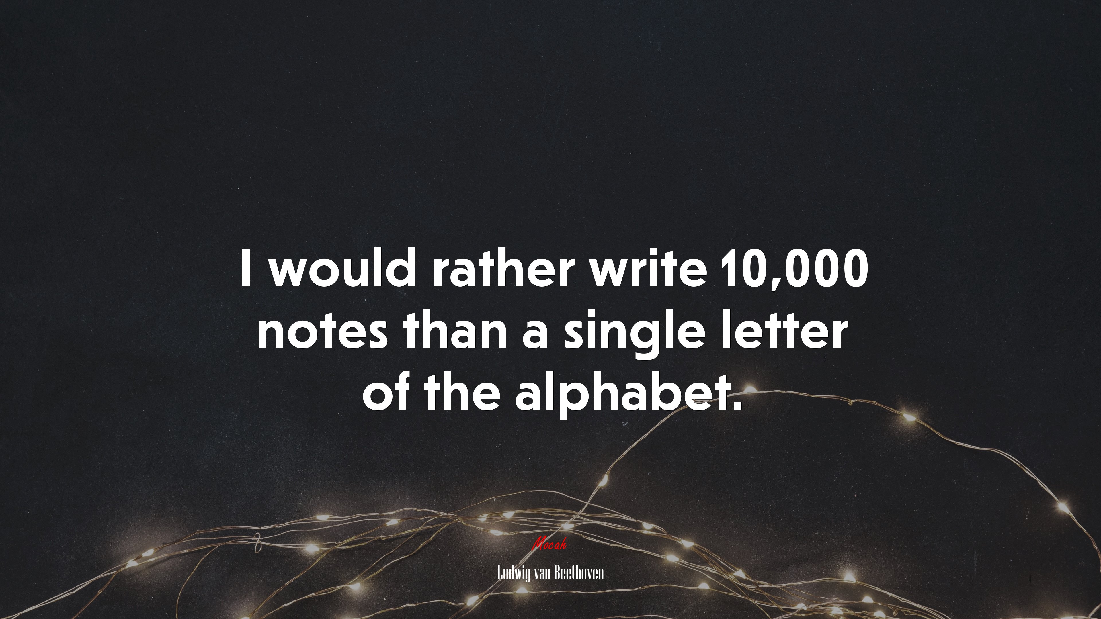 I would rather write 10,000 notes than a single letter of the alphabet. | Ludwig van Beethoven quote HD Wallpaper