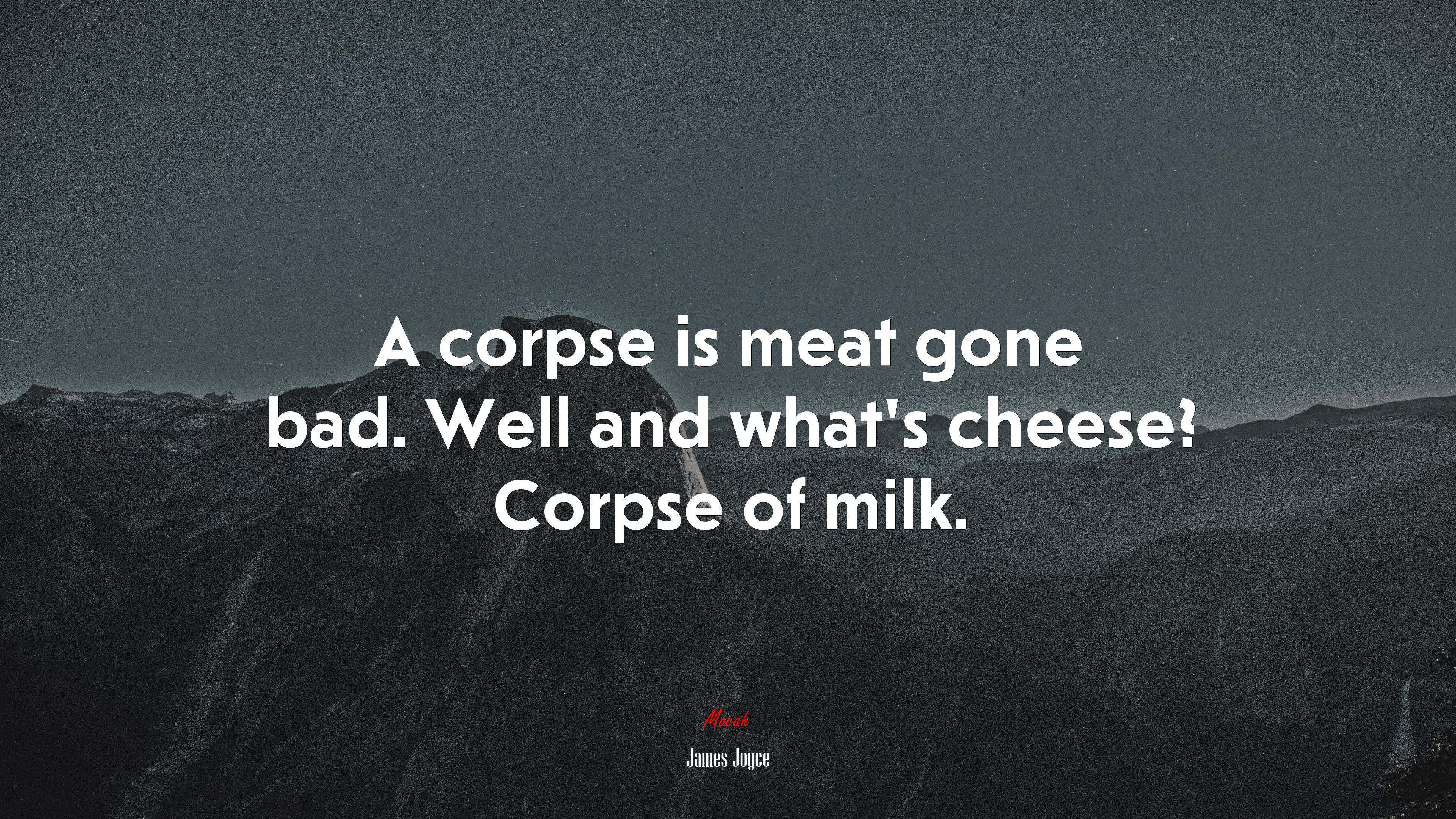 A corpse is meat gone bad. Well and what’s cheese? Corpse of milk. | James Joyce quote HD Wallpaper