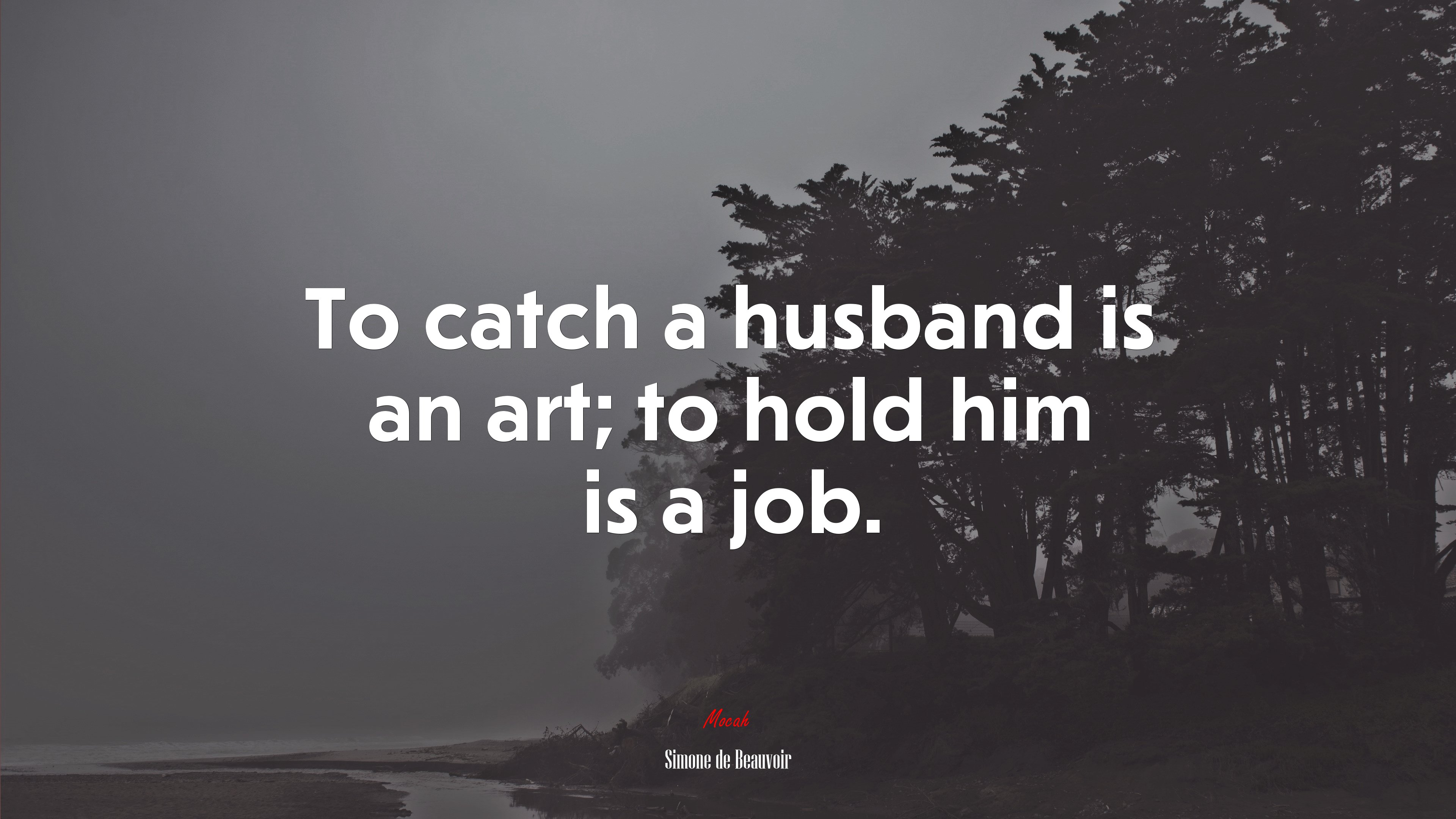 To catch a husband is an art; to hold him is a job. | Simone de Beauvoir quote HD Wallpaper