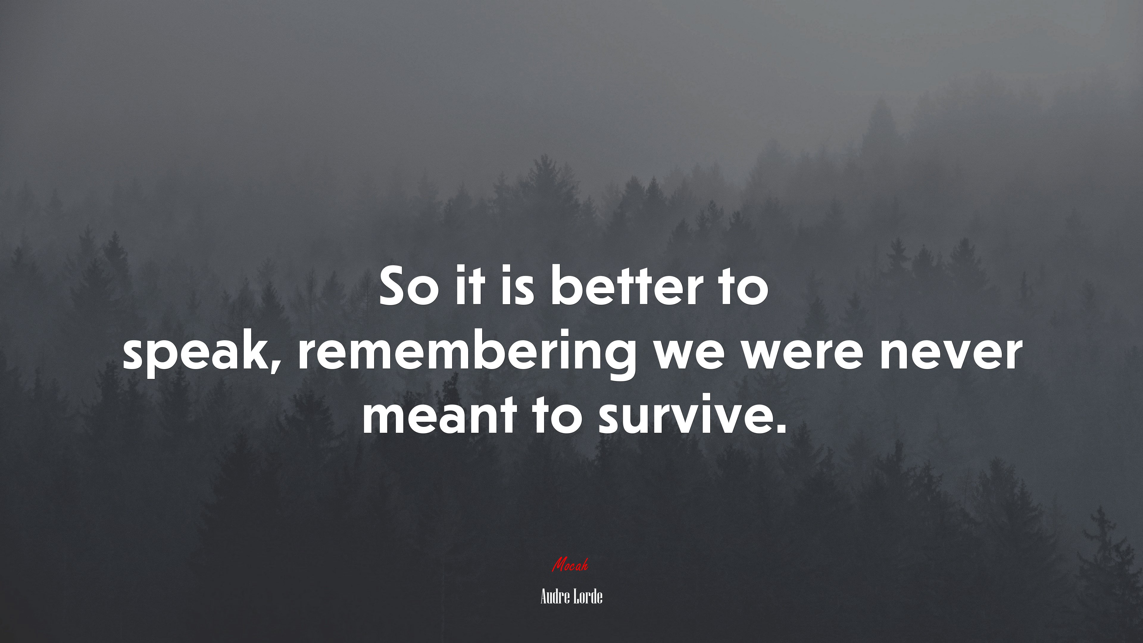 So it is better to speak, remembering we were never meant to survive. | Audre Lorde quote HD Wallpaper