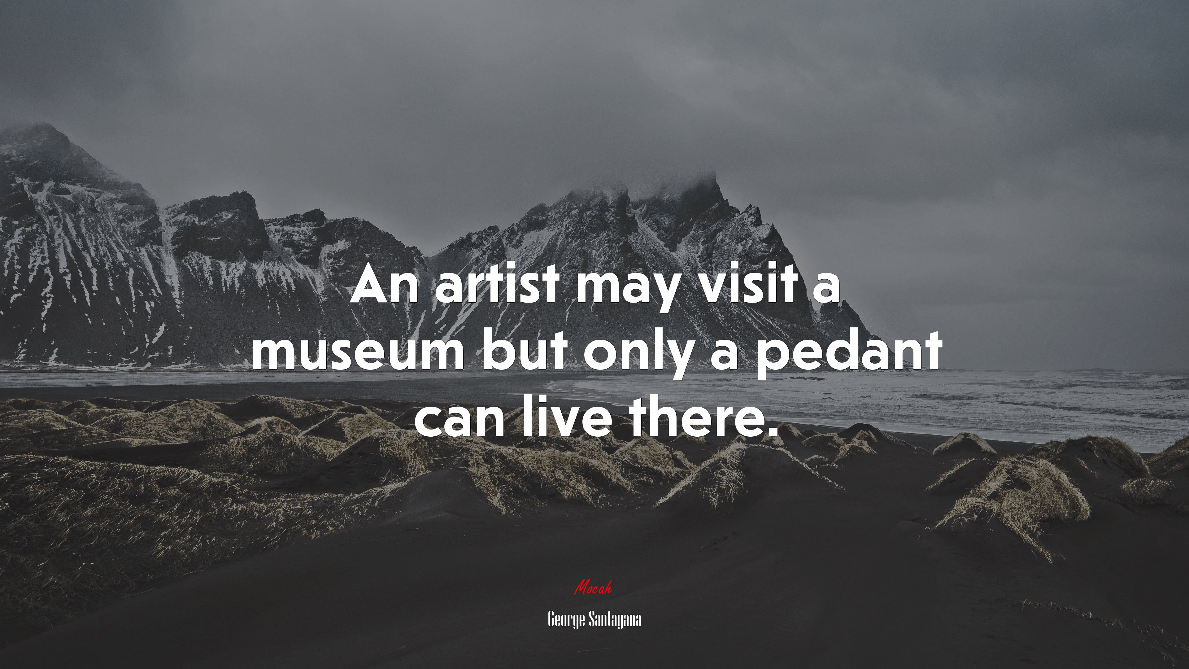 An artist may visit a museum but only a pedant can live there. | George Santayana quote HD Wallpaper