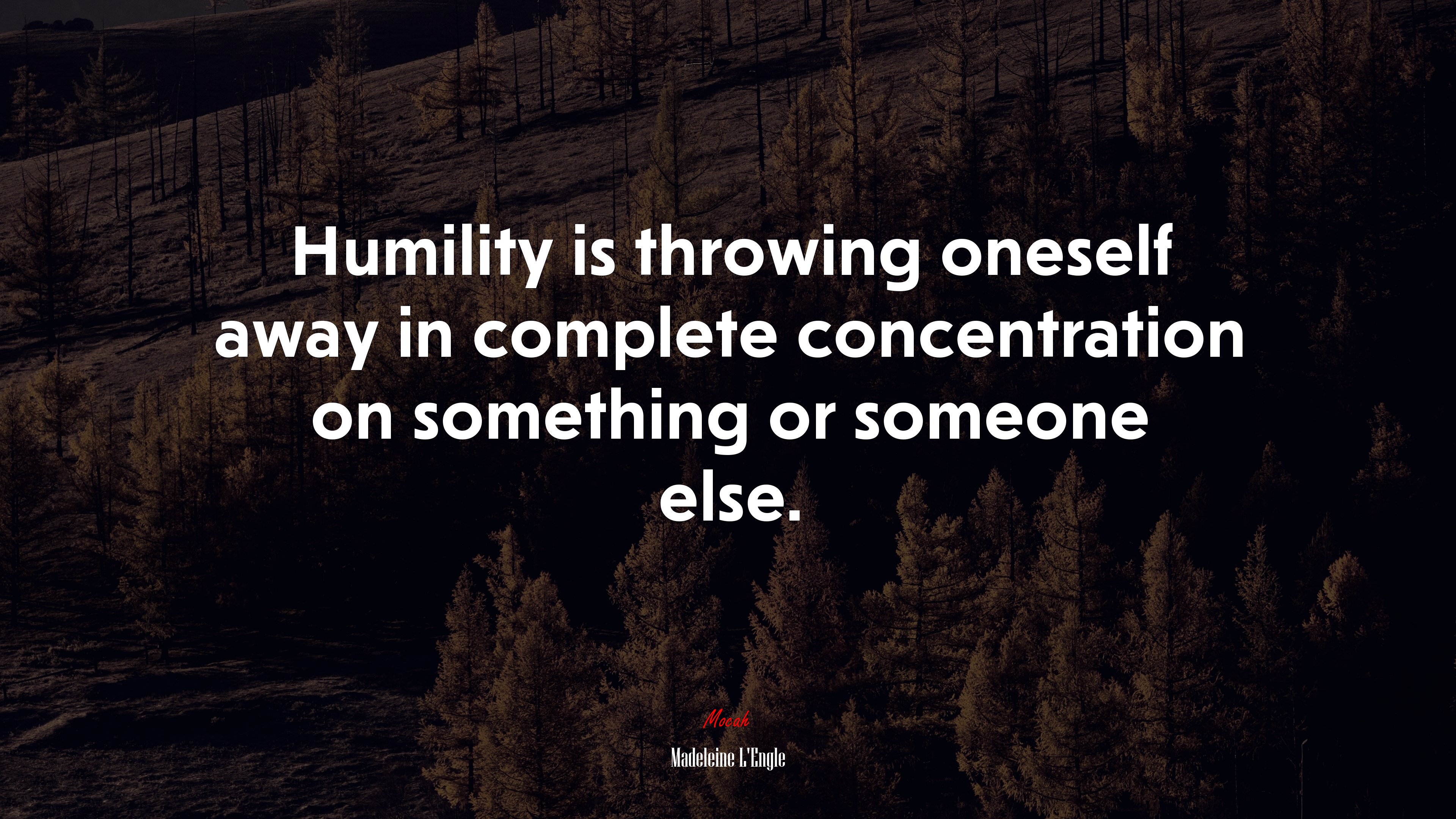 Humility is throwing oneself away in complete concentration on something or someone else. | Madeleine LEngle quote HD Wallpaper