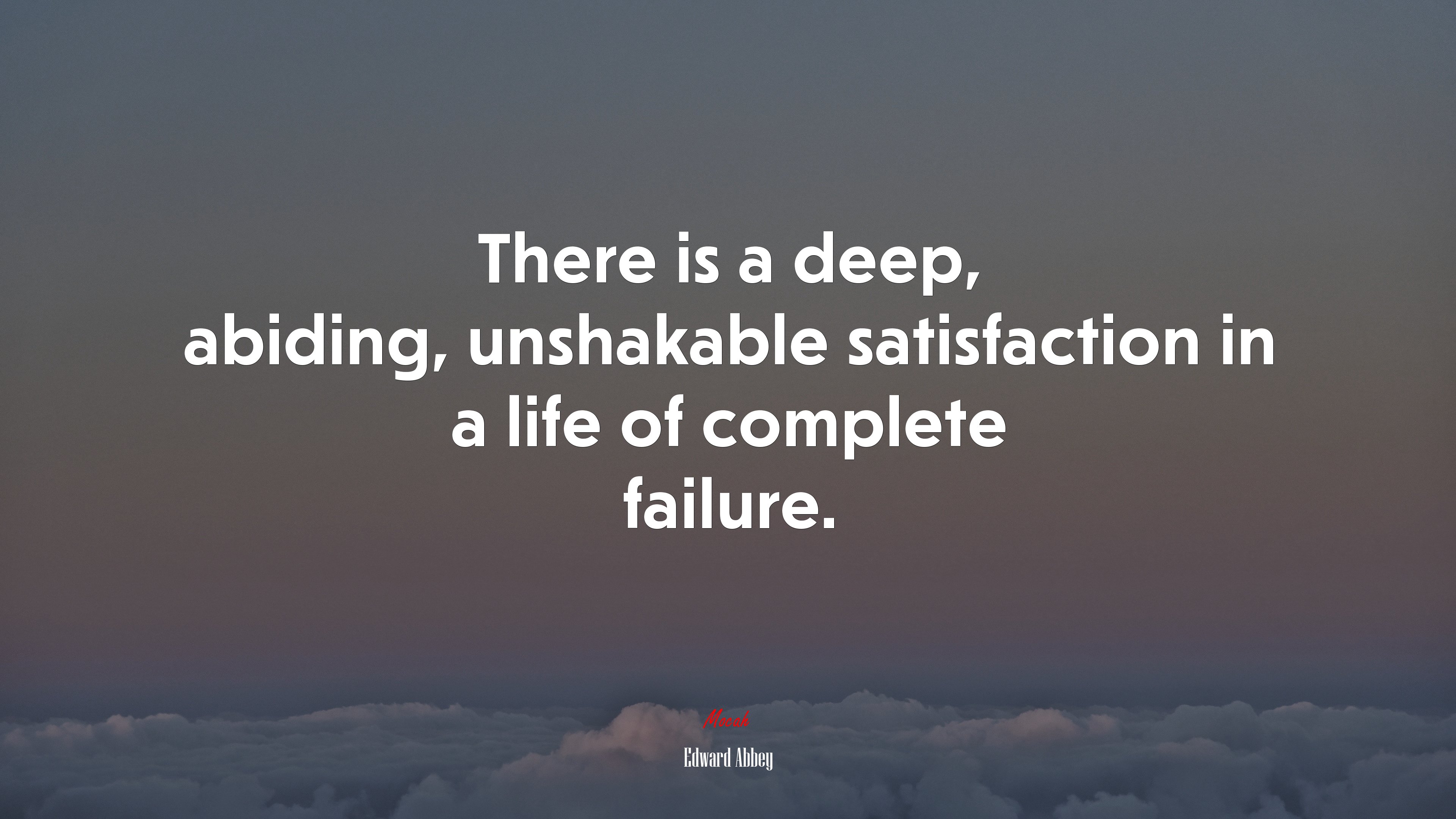 There is a deep, abiding, unshakable satisfaction in a life of complete failure. | Edward Abbey quote HD Wallpaper