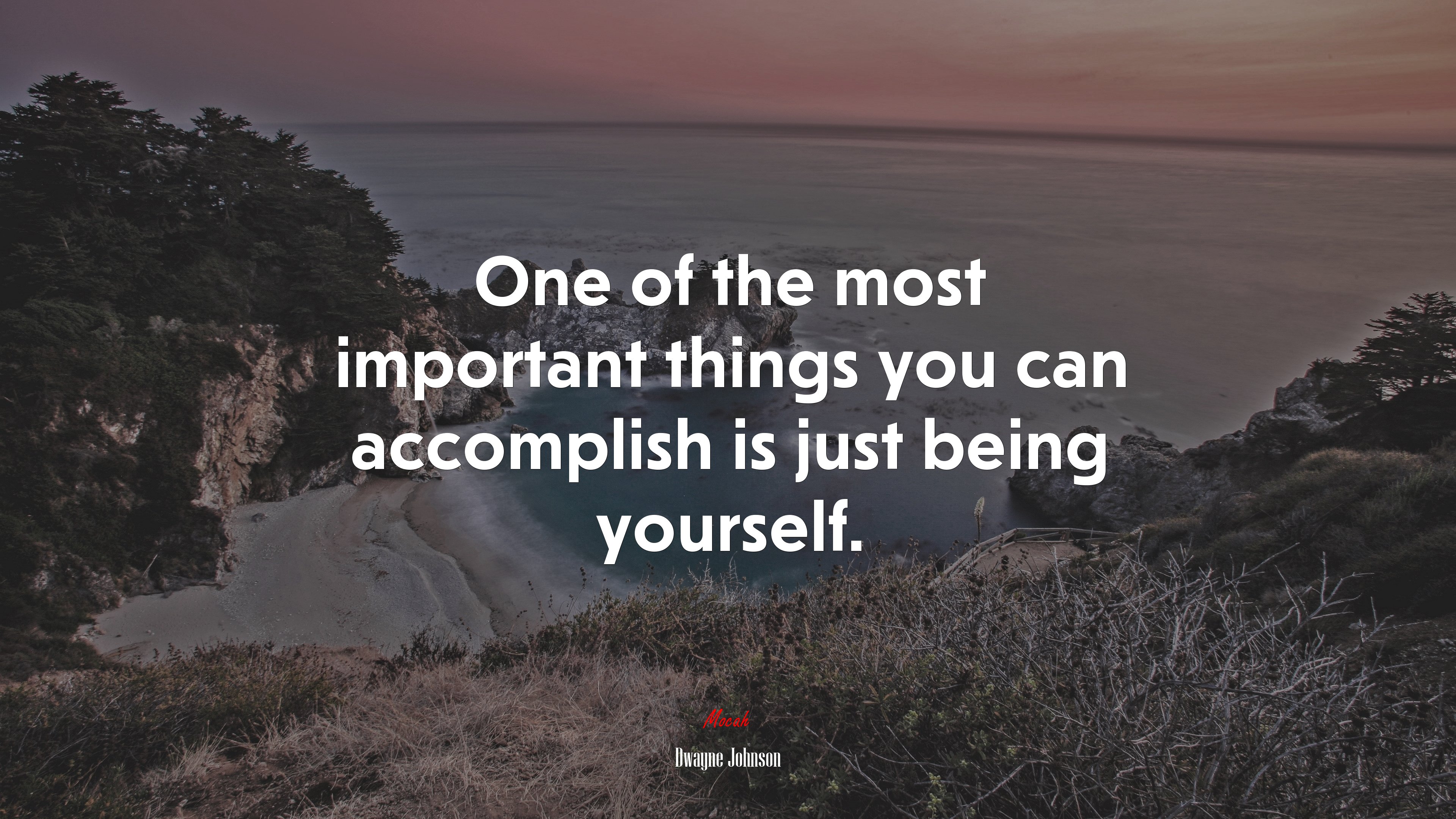 One of the most important things you can accomplish is just being yourself. | Dwayne Johnson quote HD Wallpaper
