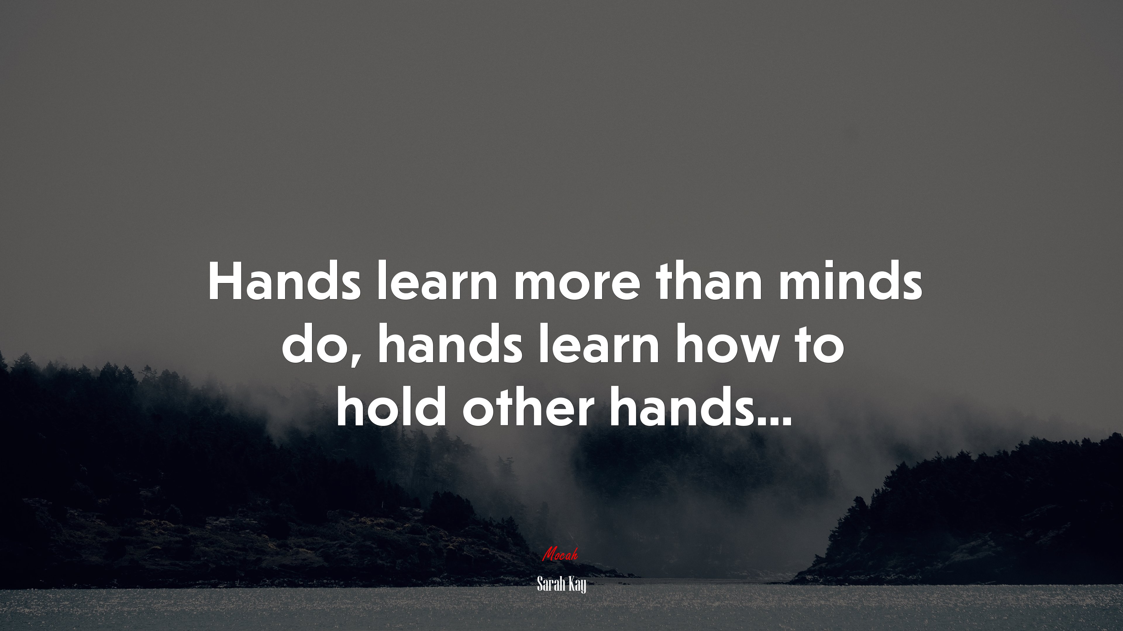 Hands learn more than minds do, hands learn how to hold other hands... | Sarah Kay quote HD Wallpaper