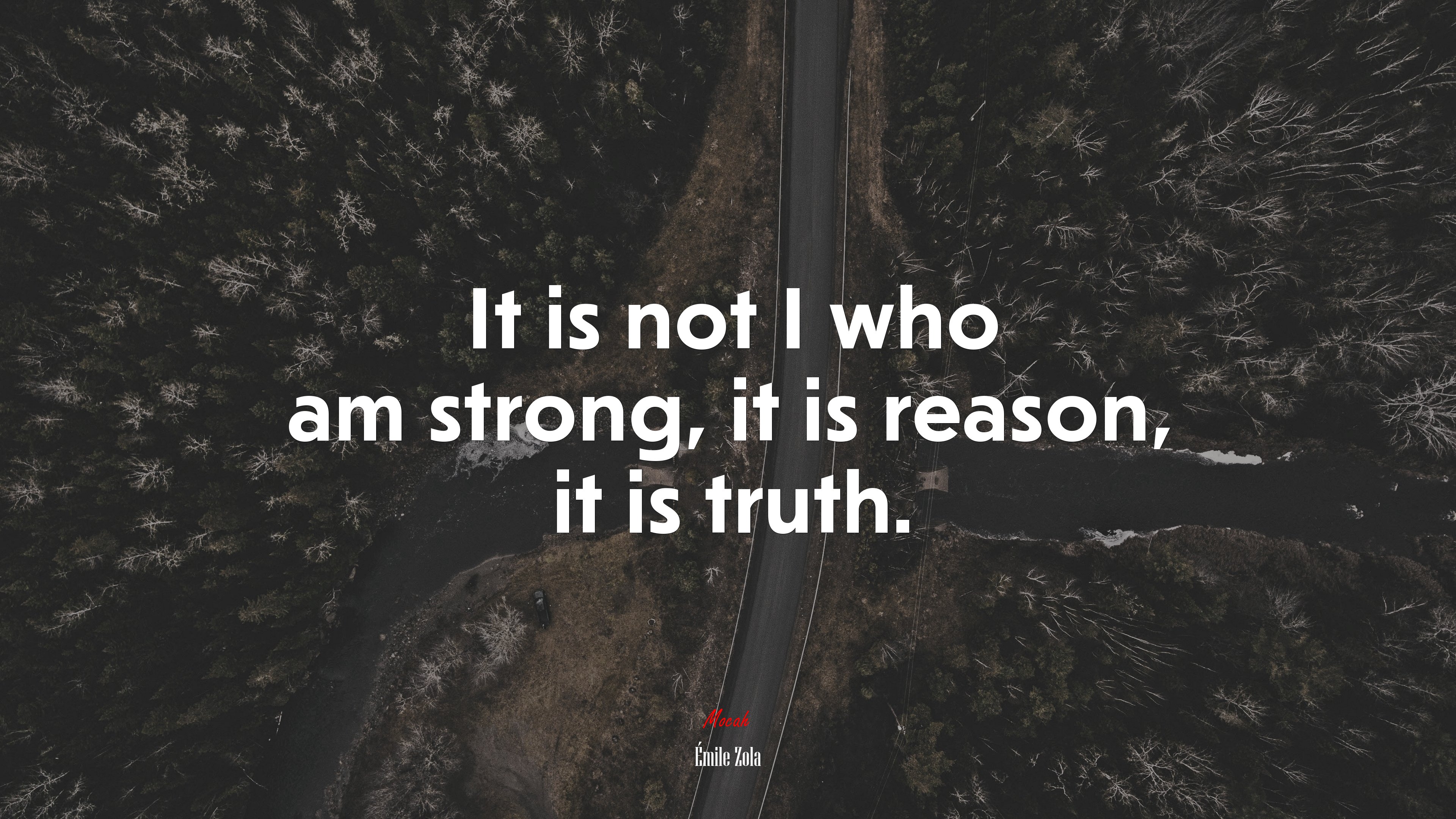 It is not I who am strong, it is reason, it is truth. | Émile Zola quote HD Wallpaper