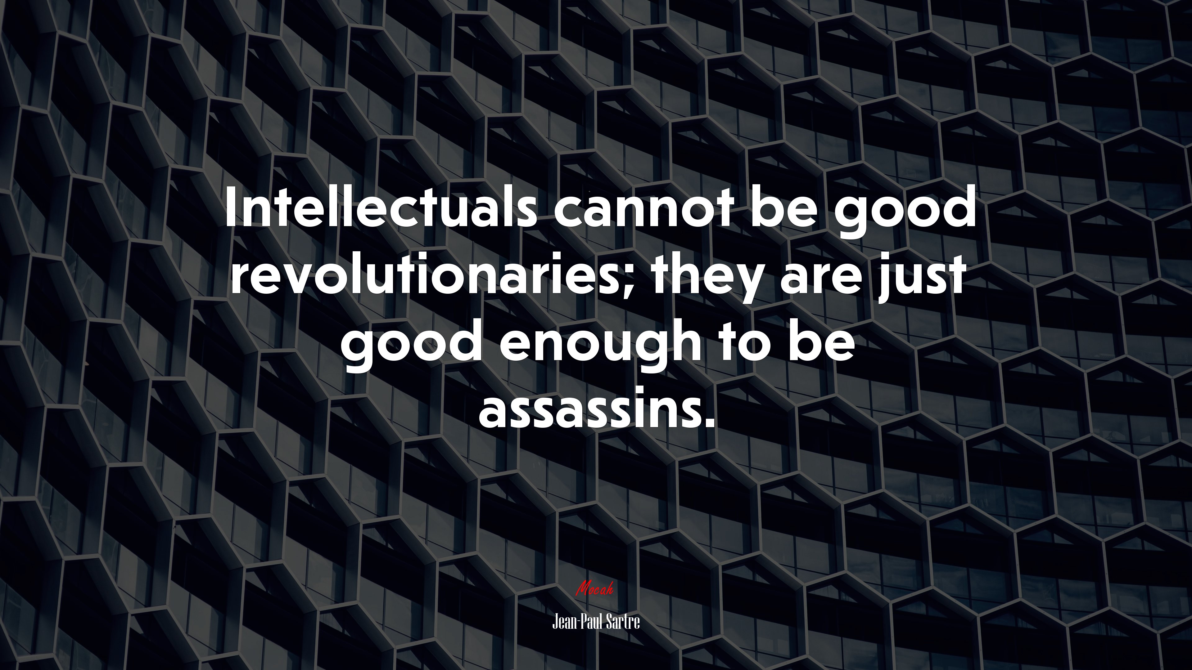 Intellectuals cannot be good revolutionaries; they are just good enough to be assassins. | Jean-Paul Sartre quote HD Wallpaper