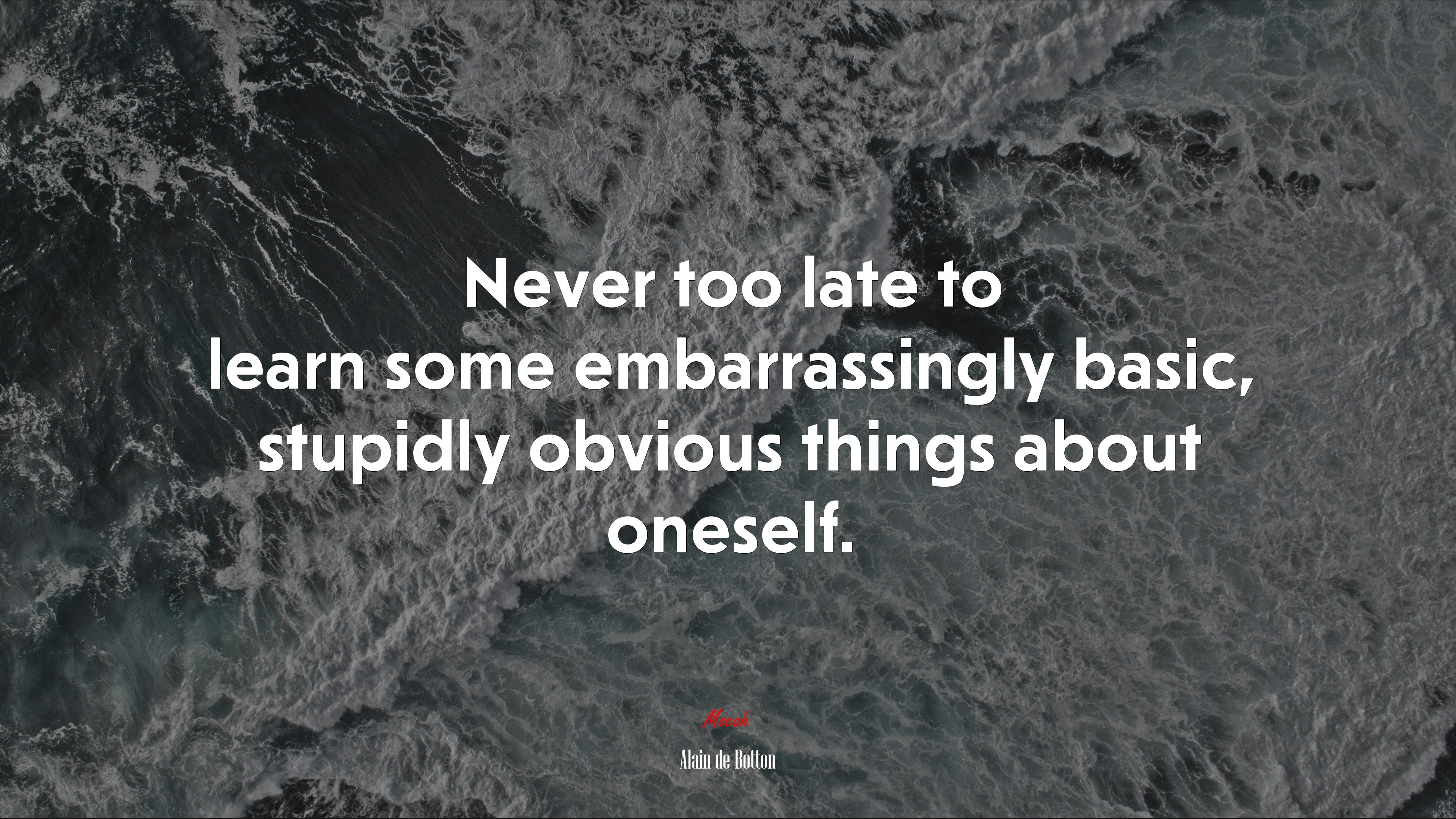 Never too late to learn some embarrassingly basic, stupidly obvious things about oneself. | Alain de Botton quote HD Wallpaper