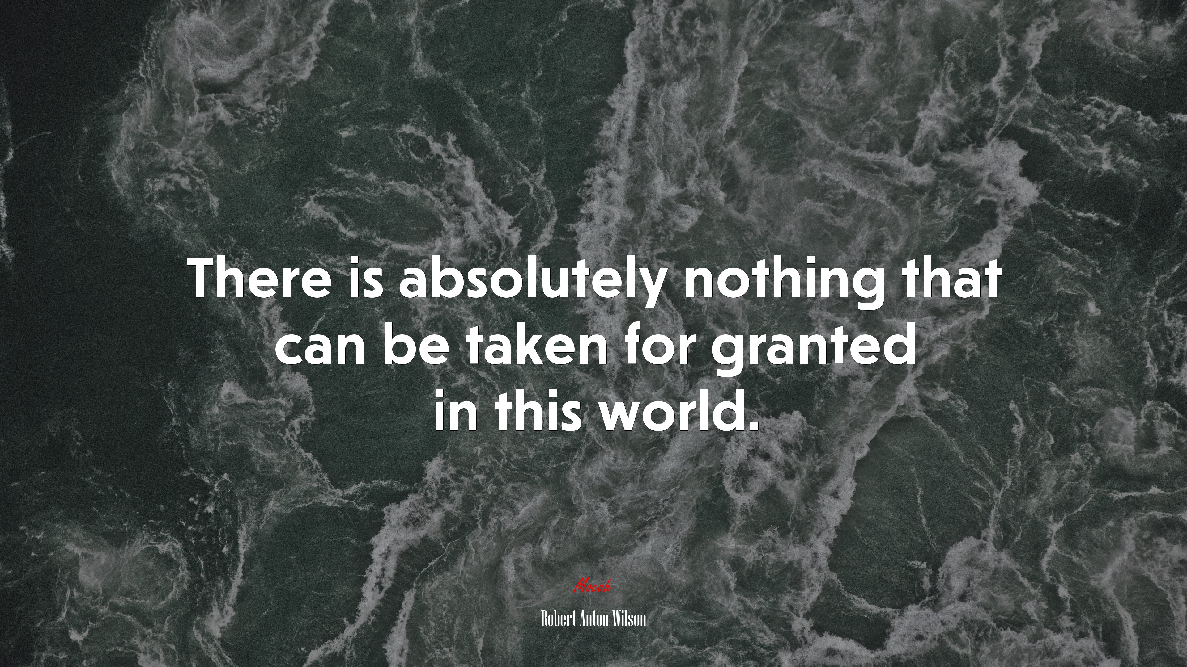 There is absolutely nothing that can be taken for granted in this world. | Robert Anton Wilson quote HD Wallpaper