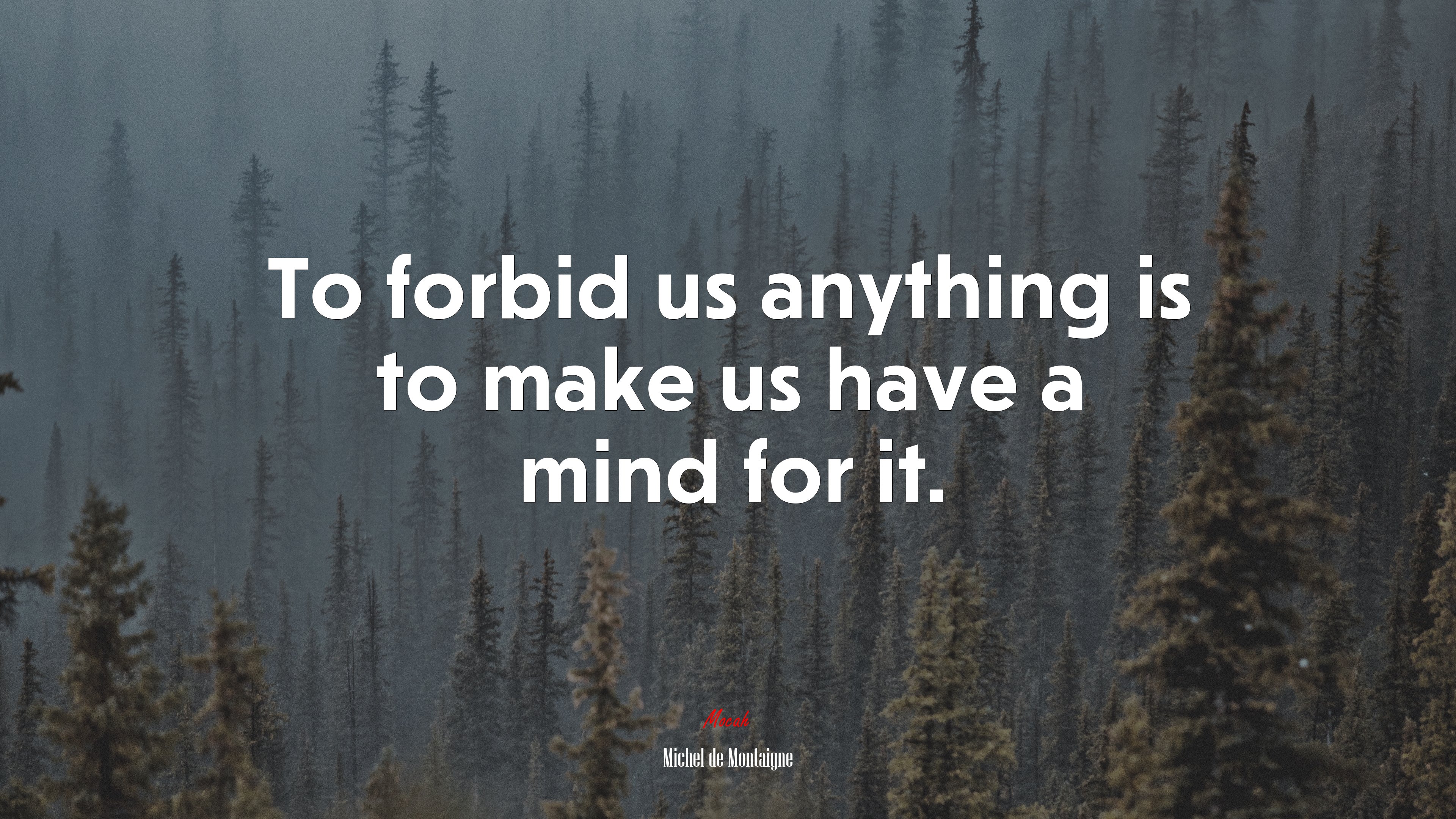 To forbid us anything is to make us have a mind for it. | Michel de Montaigne quote HD Wallpaper