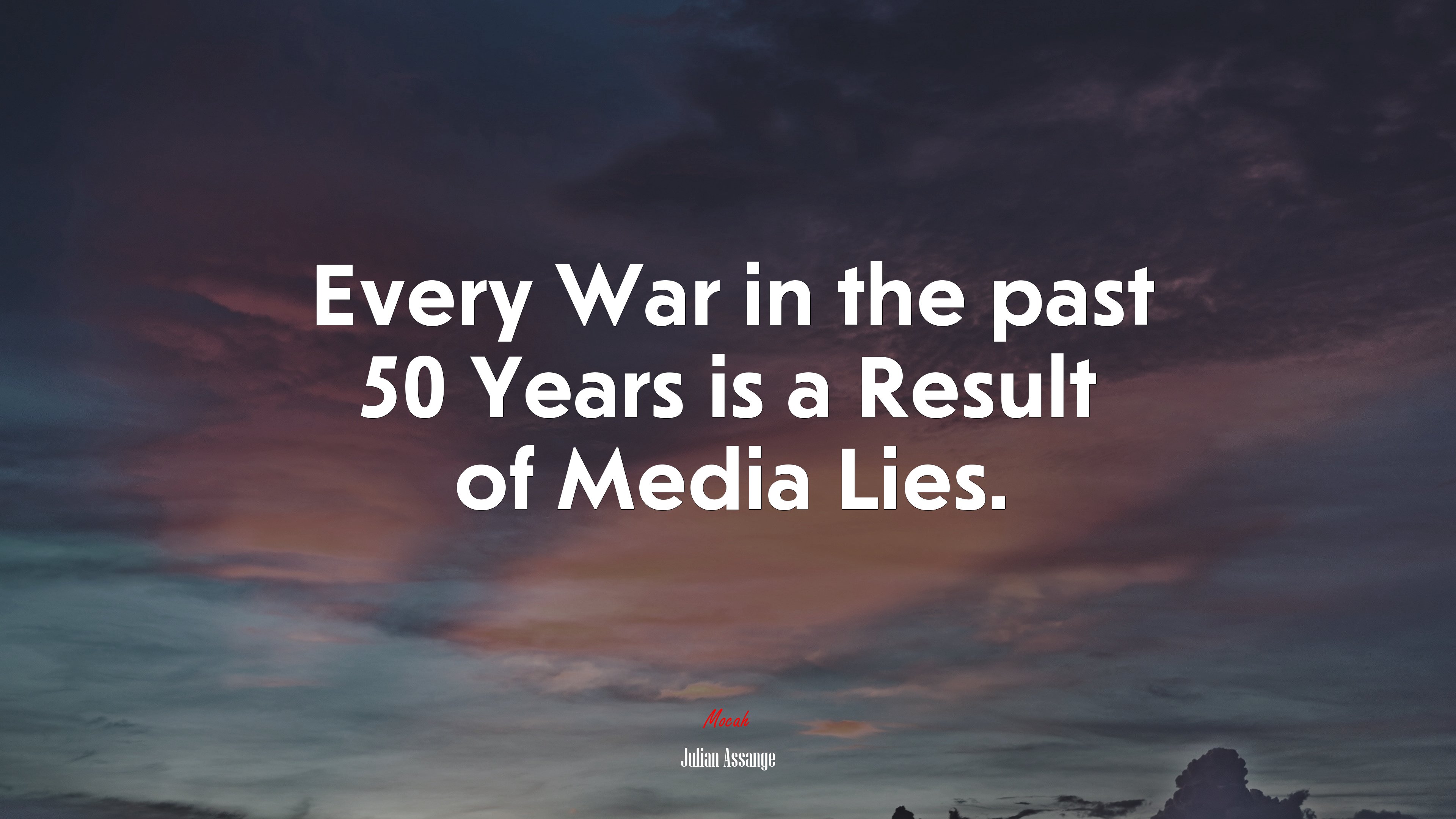 Every War in the past 50 Years is a Result of Media Lies. | Julian Assange quote HD Wallpaper