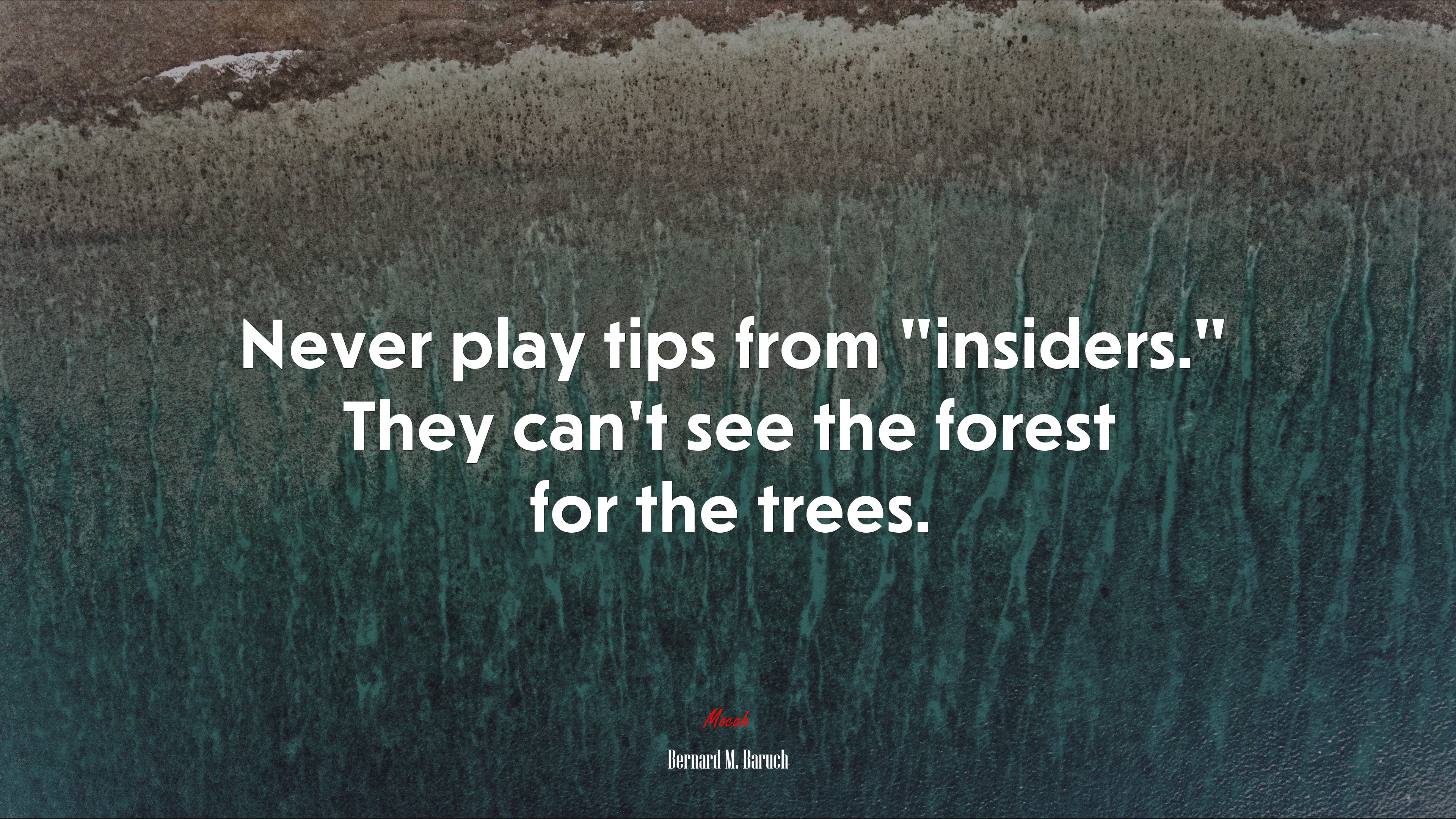 Never play tips from “insiders.” They can’t see the forest for the trees. | Bernard M. Baruch quote HD Wallpaper