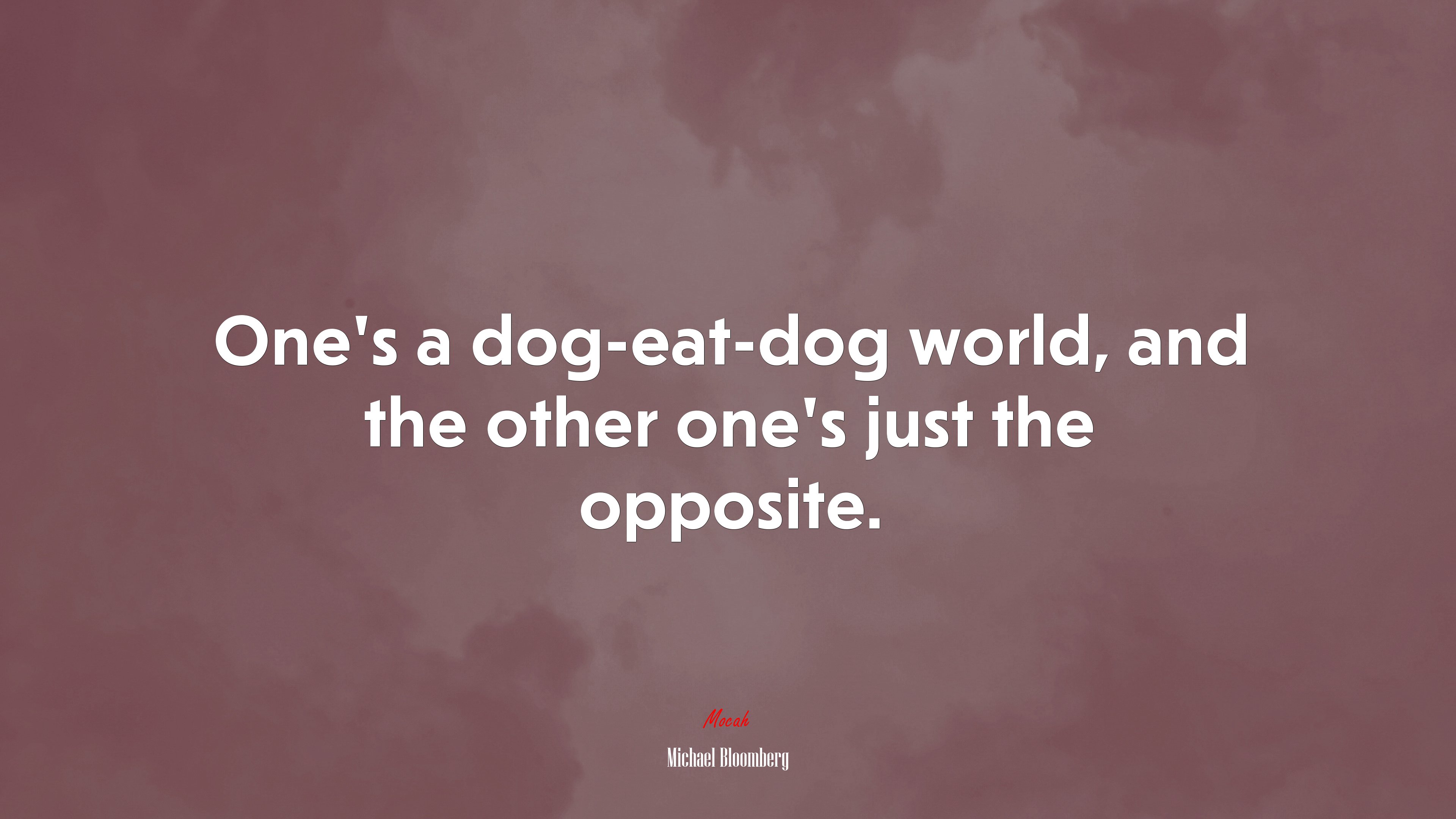 One’s a dog-eat-dog world, and the other one’s just the opposite. | Michael Bloomberg quote HD Wallpaper